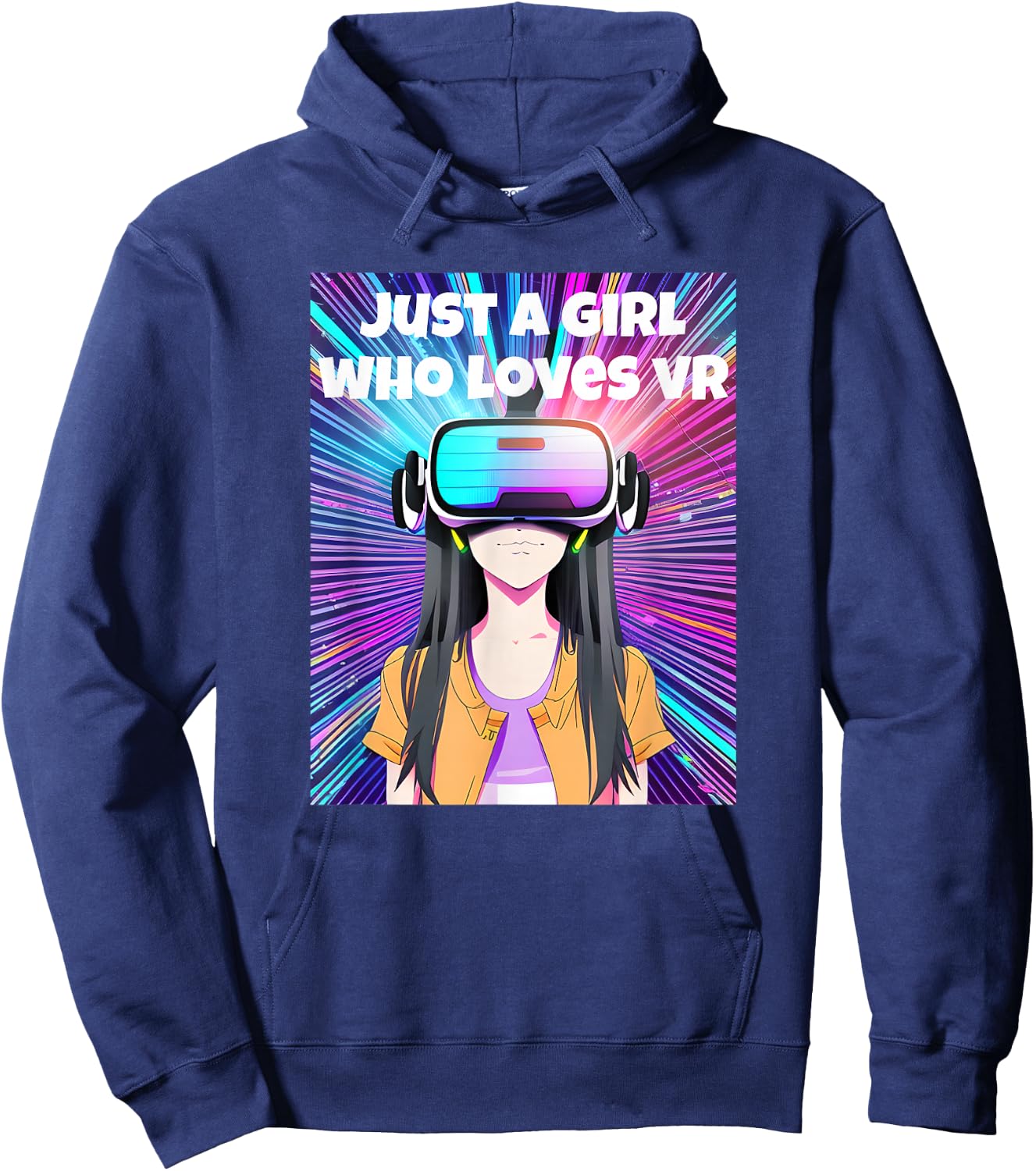 Just a Girl Who Loves VR Virtual Reality Anime Fun Hoodie - Hoodie | Navy