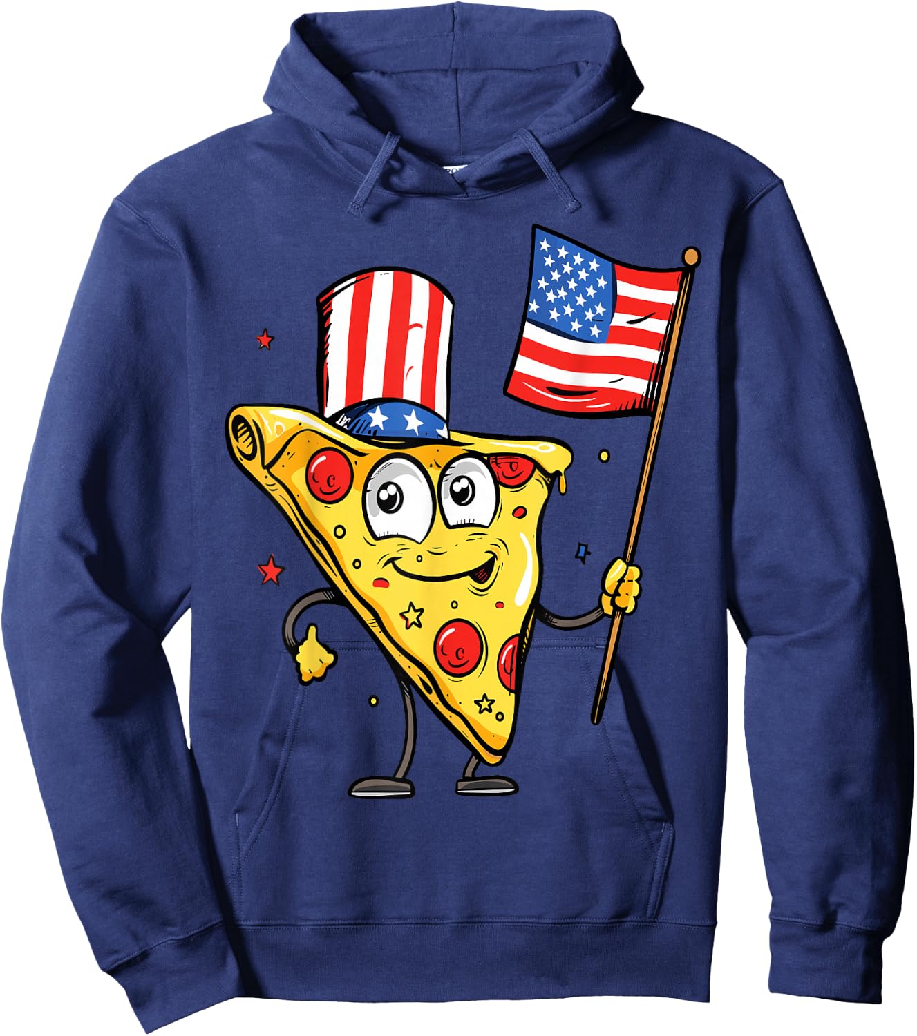 Funny Pizza USA American Flag 4th of July Food Patriotic Hoodie - Hoodie | Navy