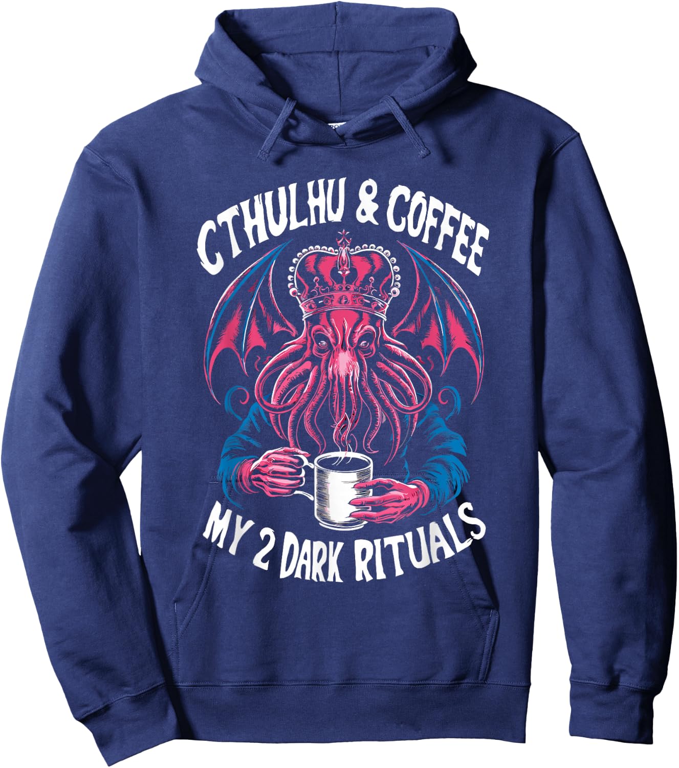 Cthulhu & Caffeine Dark Passions, Vintage Cthulhu Coffee Hoodie - Hoodie | Navy