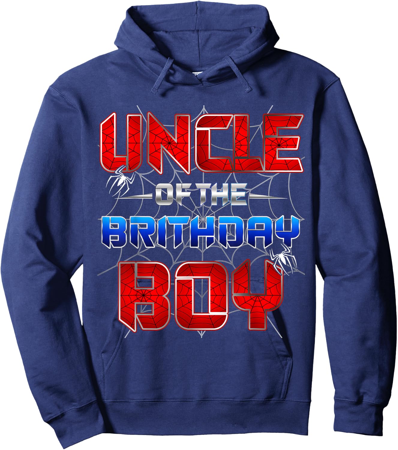Uncle Of The Birthday Boy Spider Web Funny Family Birthday Hoodie - Hoodie | Navy