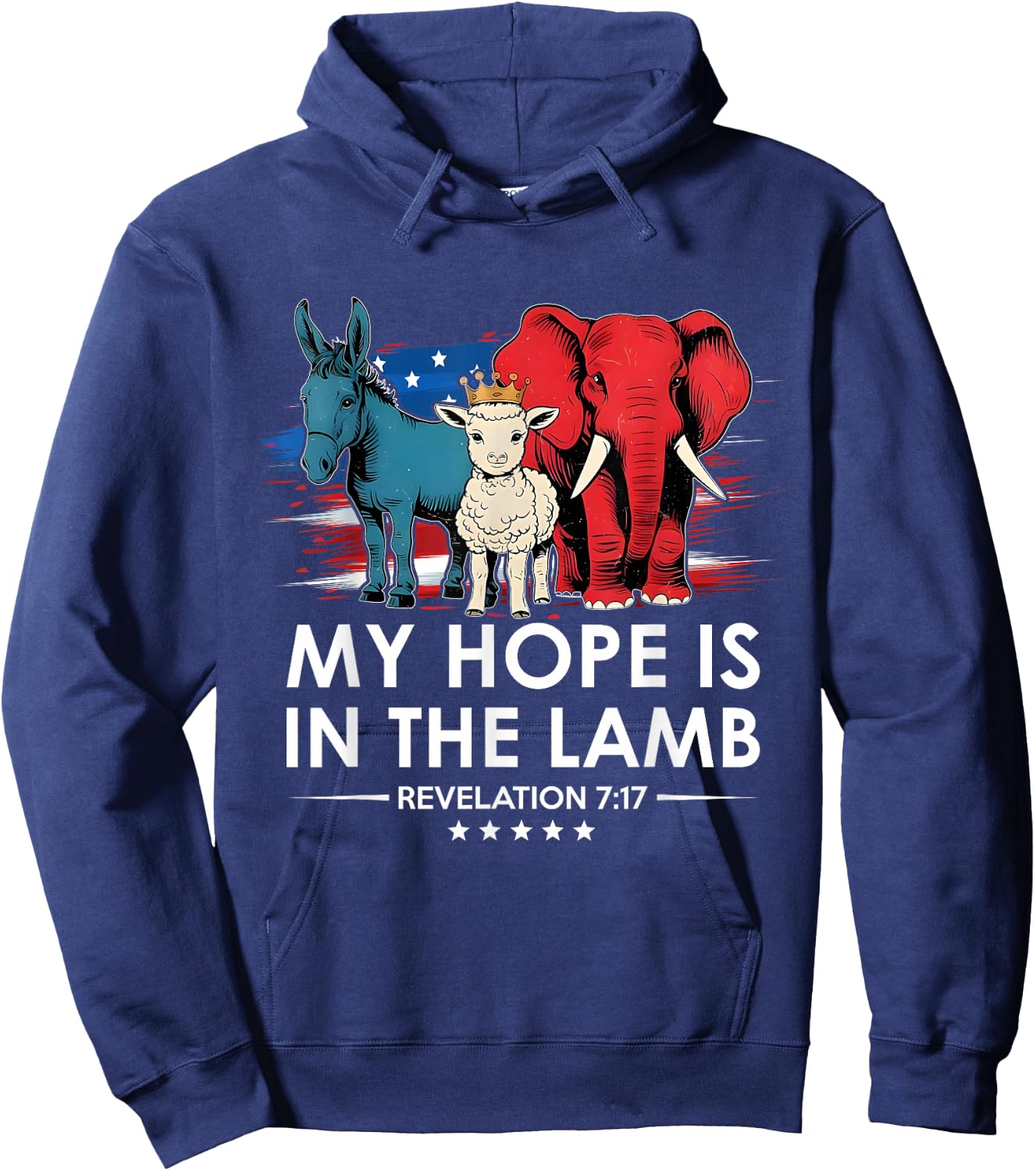 My Hope is in the Lamb Elephant Donkey USA Funny Scripture Hoodie - Hoodie | Navy