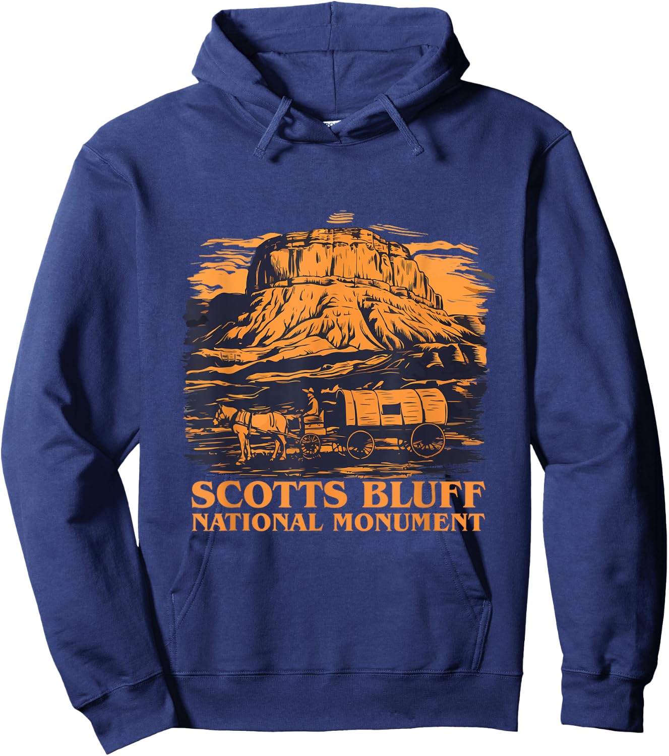 Scotts Bluff National Monument Horse cart Outfit Hoodie - Hoodie | Navy