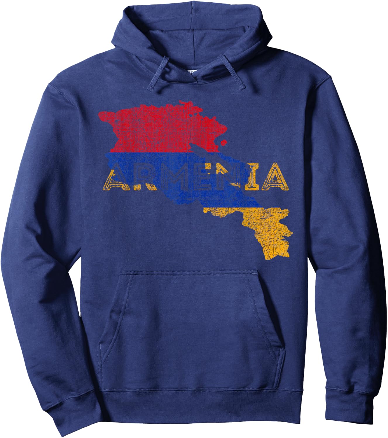 Armenian Map and Flag Souvenir - Distressed Armenia Hoodie - Hoodie | Navy