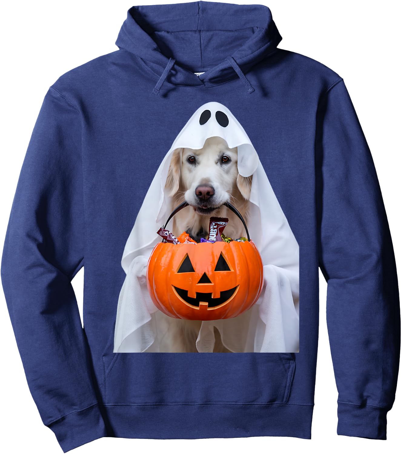 Halloween English Cream Golden Retriever Pumpkin Dog Mom Dad Men Women Girls Kids Hoodie - Hoodie | Navy
