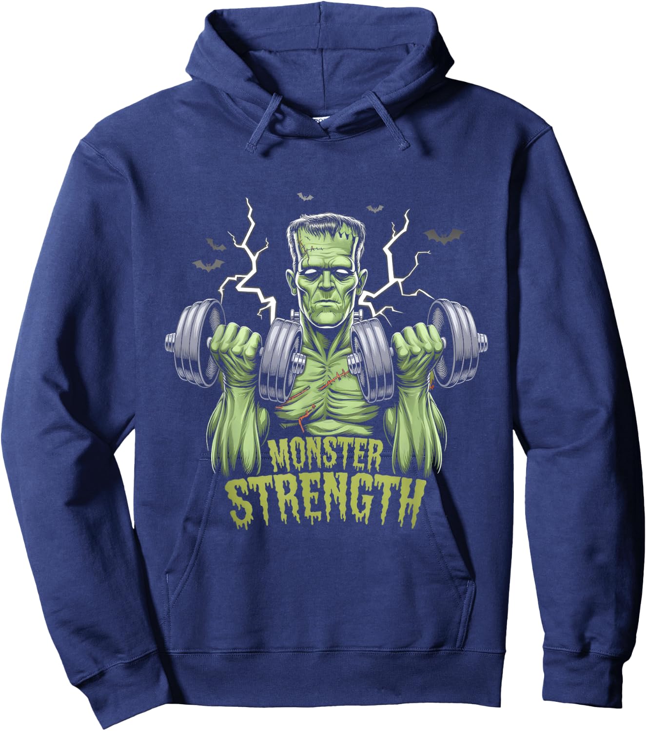 Frankenstein Monster Halloween Gym Workout Strength Hoodie - Hoodie | Navy