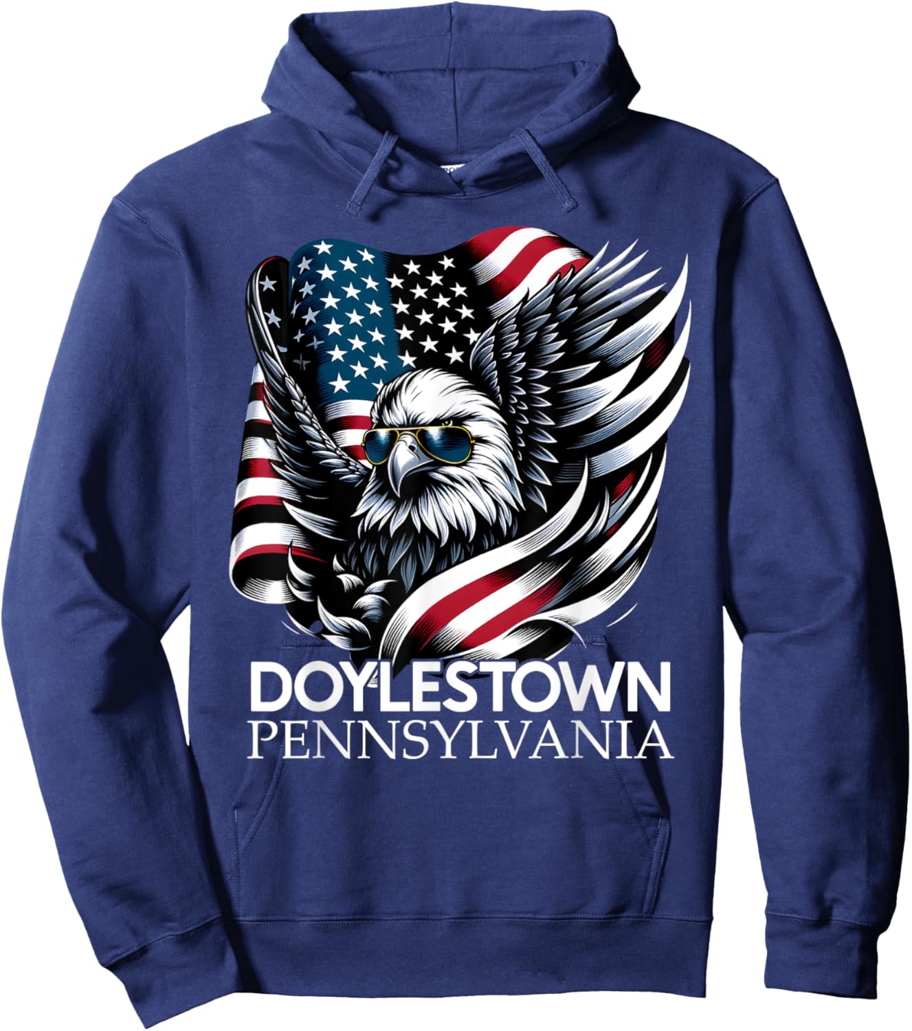 Doylestown Pennsylvania 4th Of July USA American Flag Women Kids Men Hoodie - Hoodie | Navy