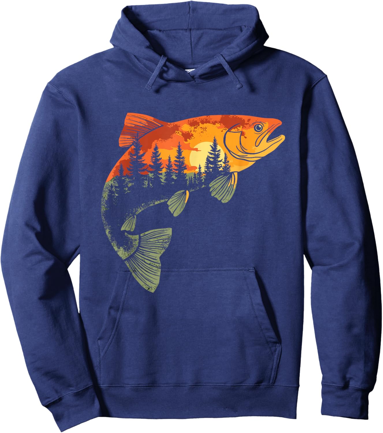 Fishing, Trout, Fly Fishing, Angler Fisherman, Nature Forest Hoodie - Hoodie | Navy