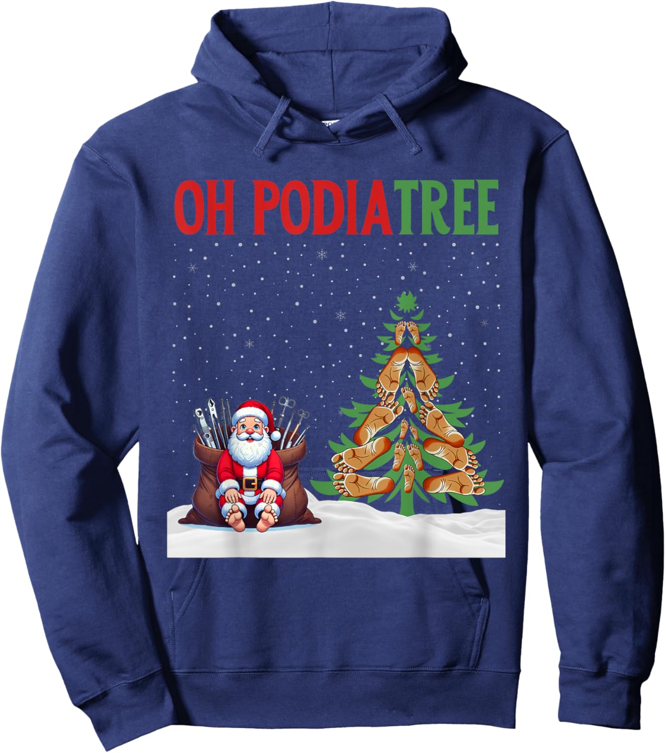 Oh Podiatree Funny Podiatry Christmas Shirt Staff Squad Hoodie - Hoodie | Navy