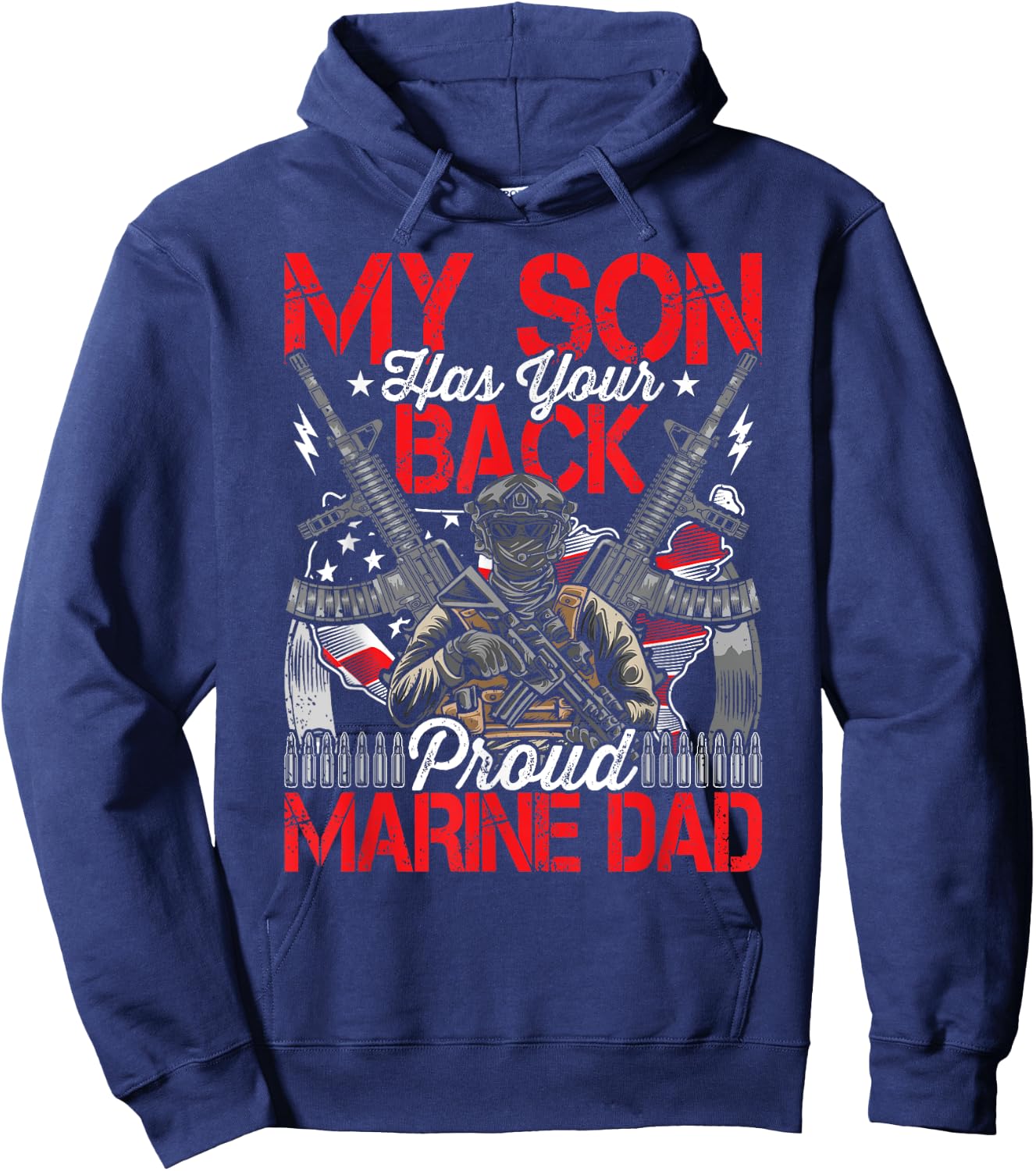 He Has Your Back - Marine - Dad Camouflage Hoodie - Hoodie | Navy