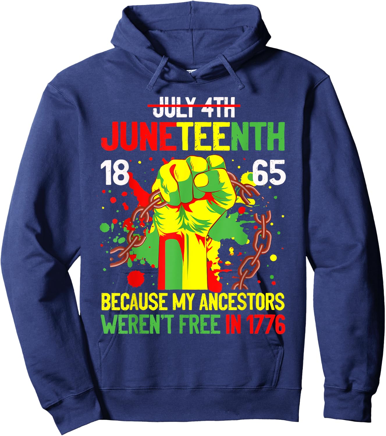 July 4th Juneteenth 1865 Because My Ancestors Gift Women Men Hoodie - Hoodie | Navy