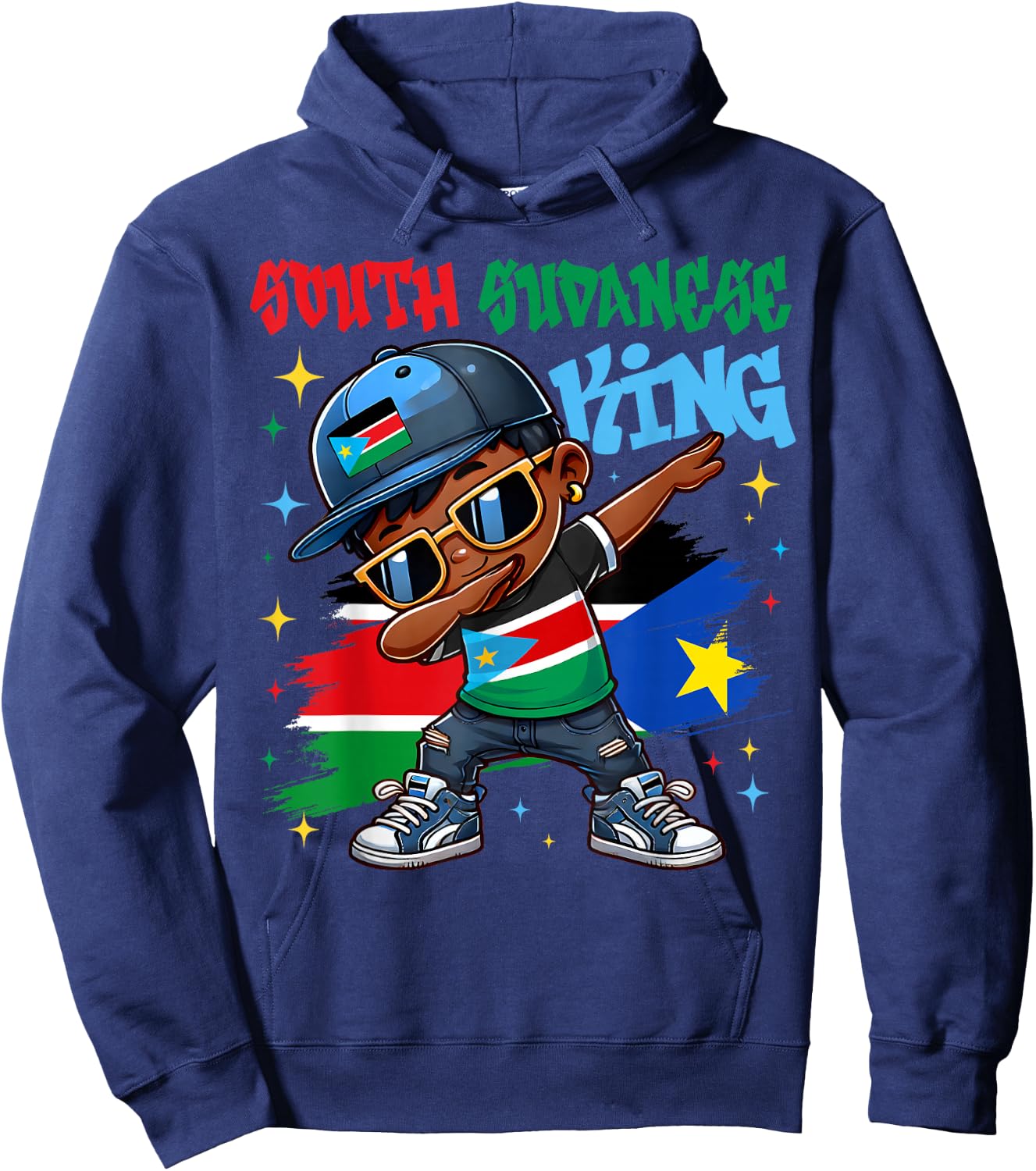 South Sudanese King Dabbing South Sudan Flag Pride for Kids Hoodie - Hoodie | Navy