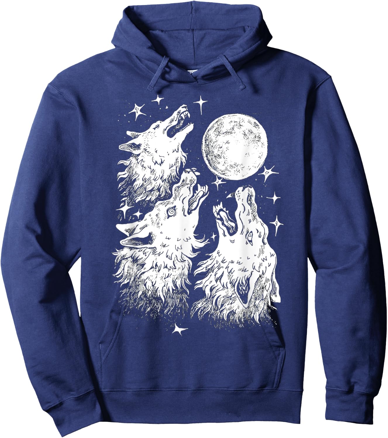 Three Wolves Howling at the Moon - Wolf Lover Hoodie - Hoodie | Navy