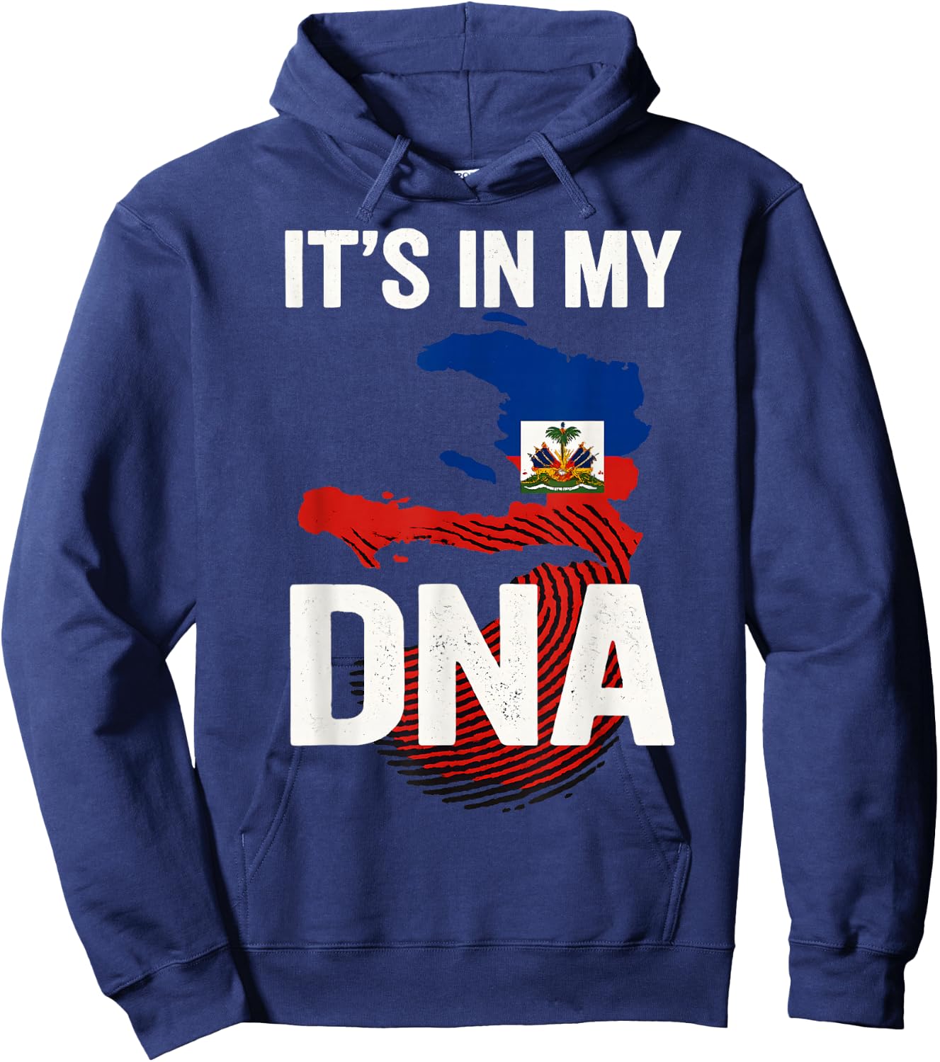 Its In My DNA Haiti Haitian Flag Fingerprint Hoodie - Hoodie | Navy