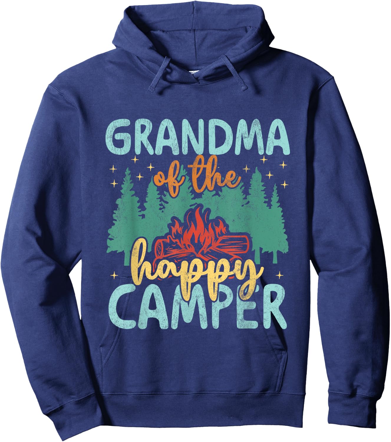 Grandma of Happy Camper 1st Birthday Party Retro Grandma Hoodie - Hoodie | Navy