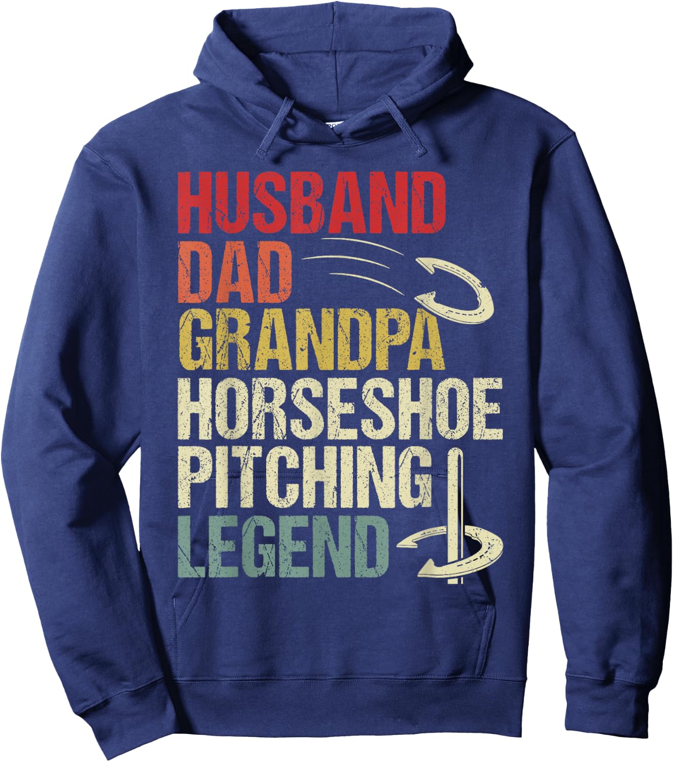 Retro Horseshoe Pitching Legend Grandpa Horseshoe Throwing Hoodie - Hoodie | Navy