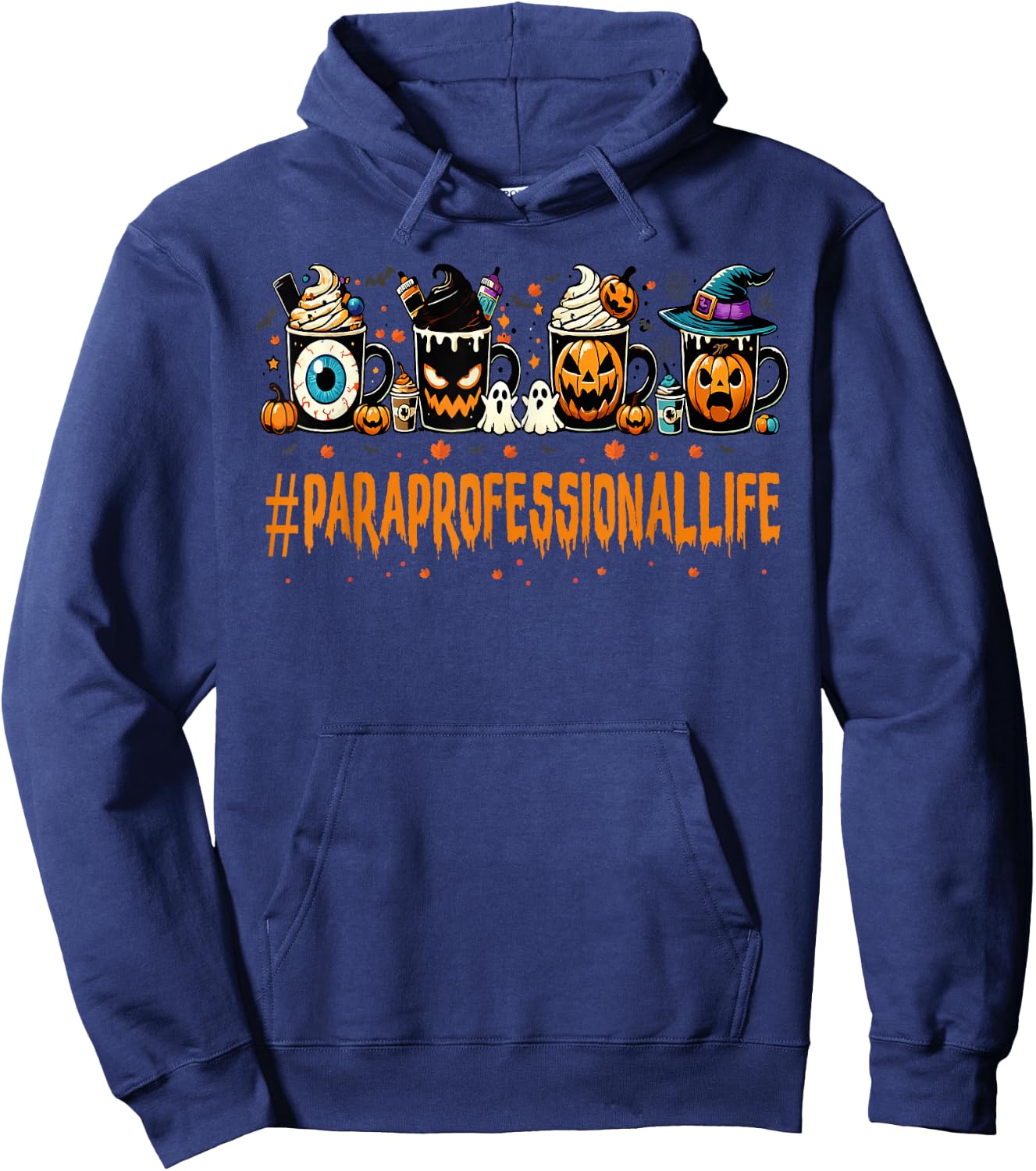 Paraprofessional Horror Fall Coffee Halloween Pumpkin Autumn Hoodie - Hoodie | Navy