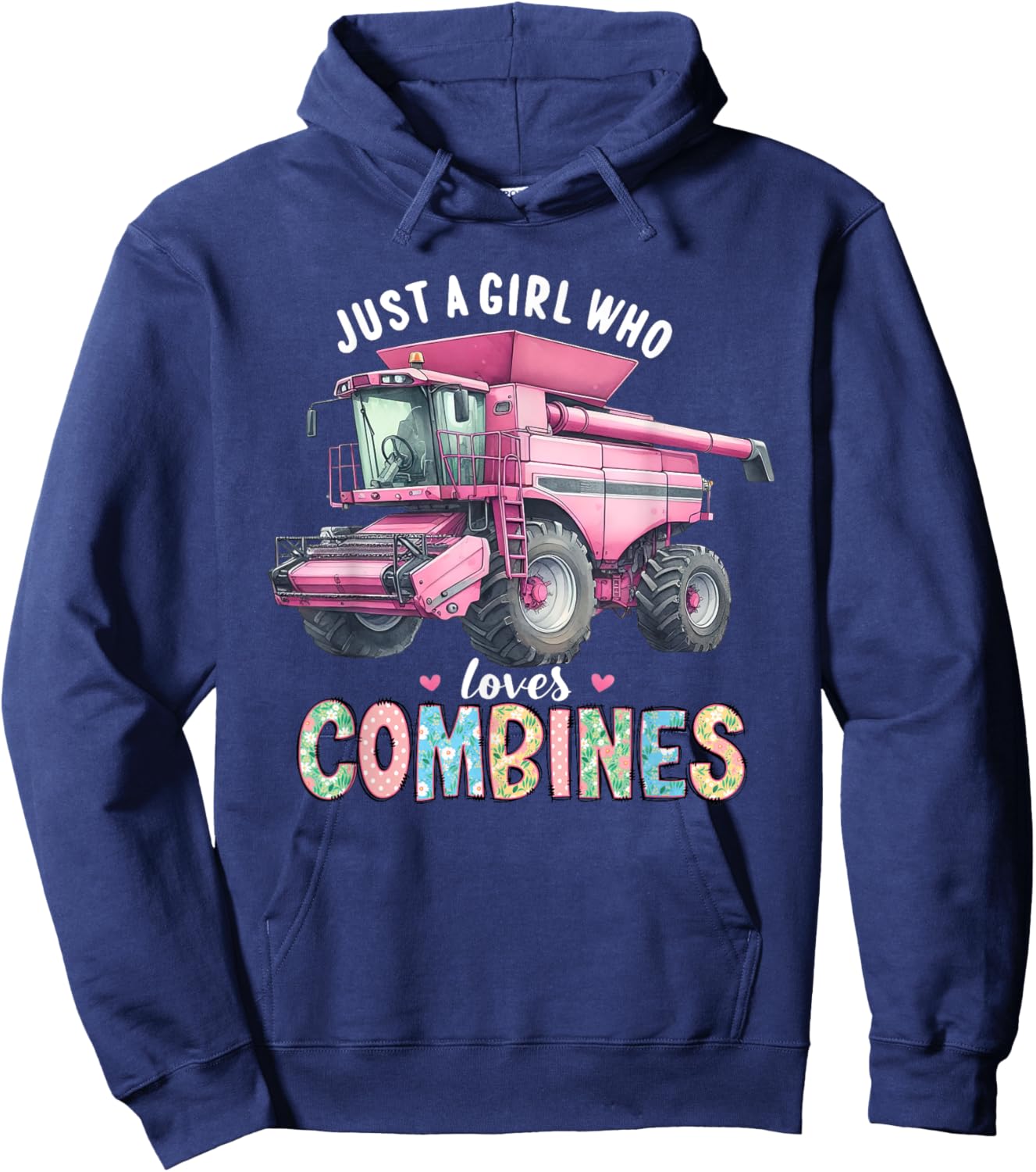 Farm Combine Just a Girl Who Loves Combines Pink Combine Hoodie - Hoodie | Navy