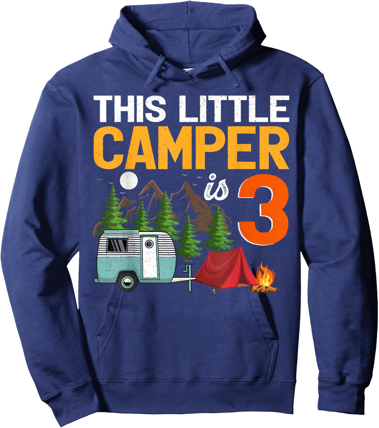 This Little Camper Is 3 Year Old Camping 3rd Birthday Hoodie - Hoodie | Navy