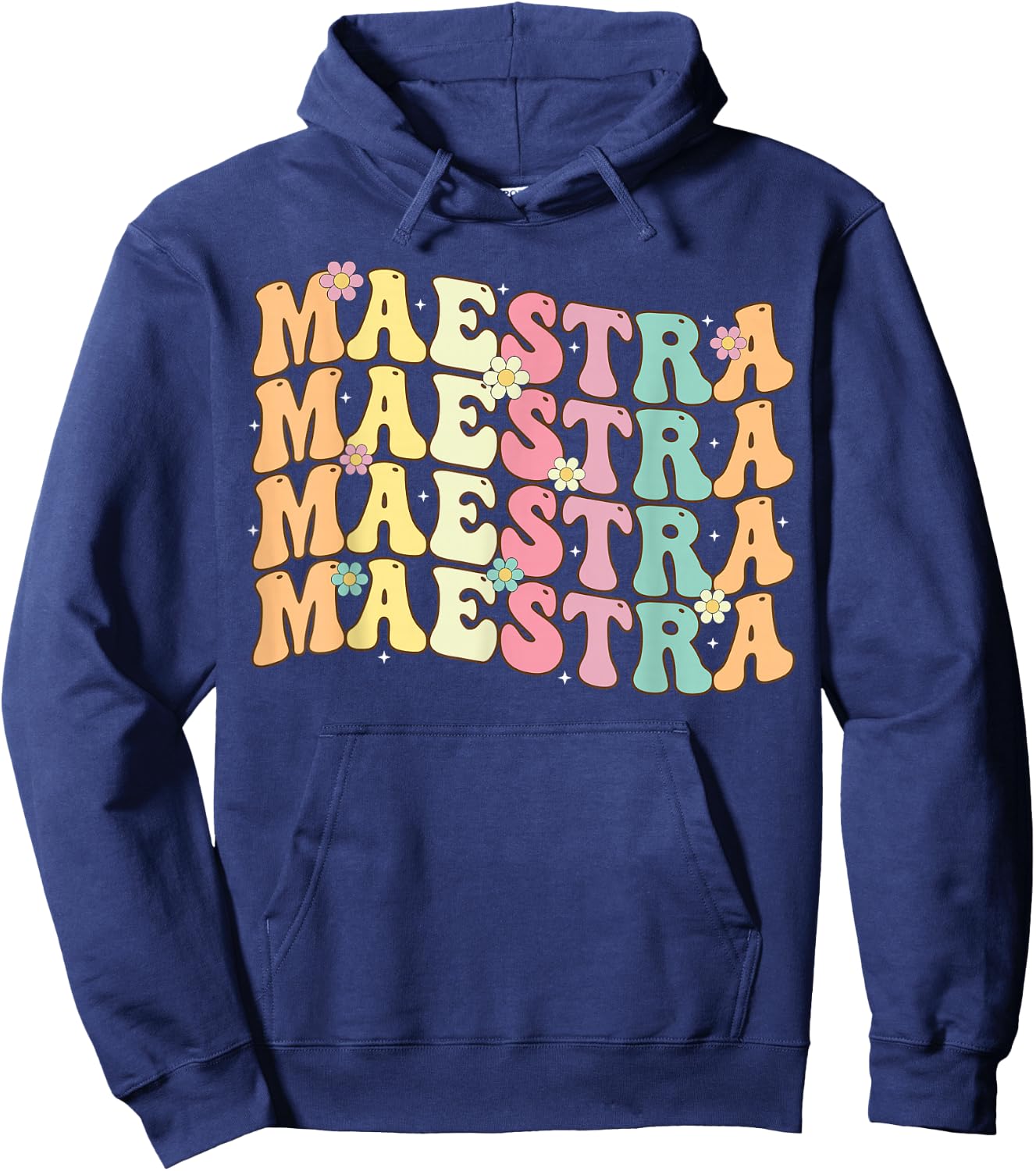 Retro Groovy Maestra Back To School Spanish Teacher Women Hoodie - Hoodie | Navy
