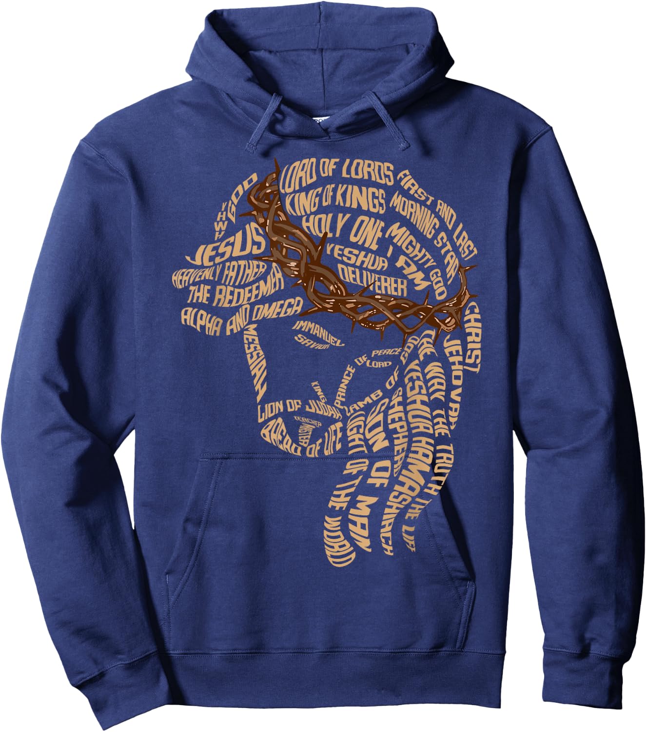 Names of Jesus Christ Face Christian Gospel Religious Bible Hoodie - Hoodie | Navy