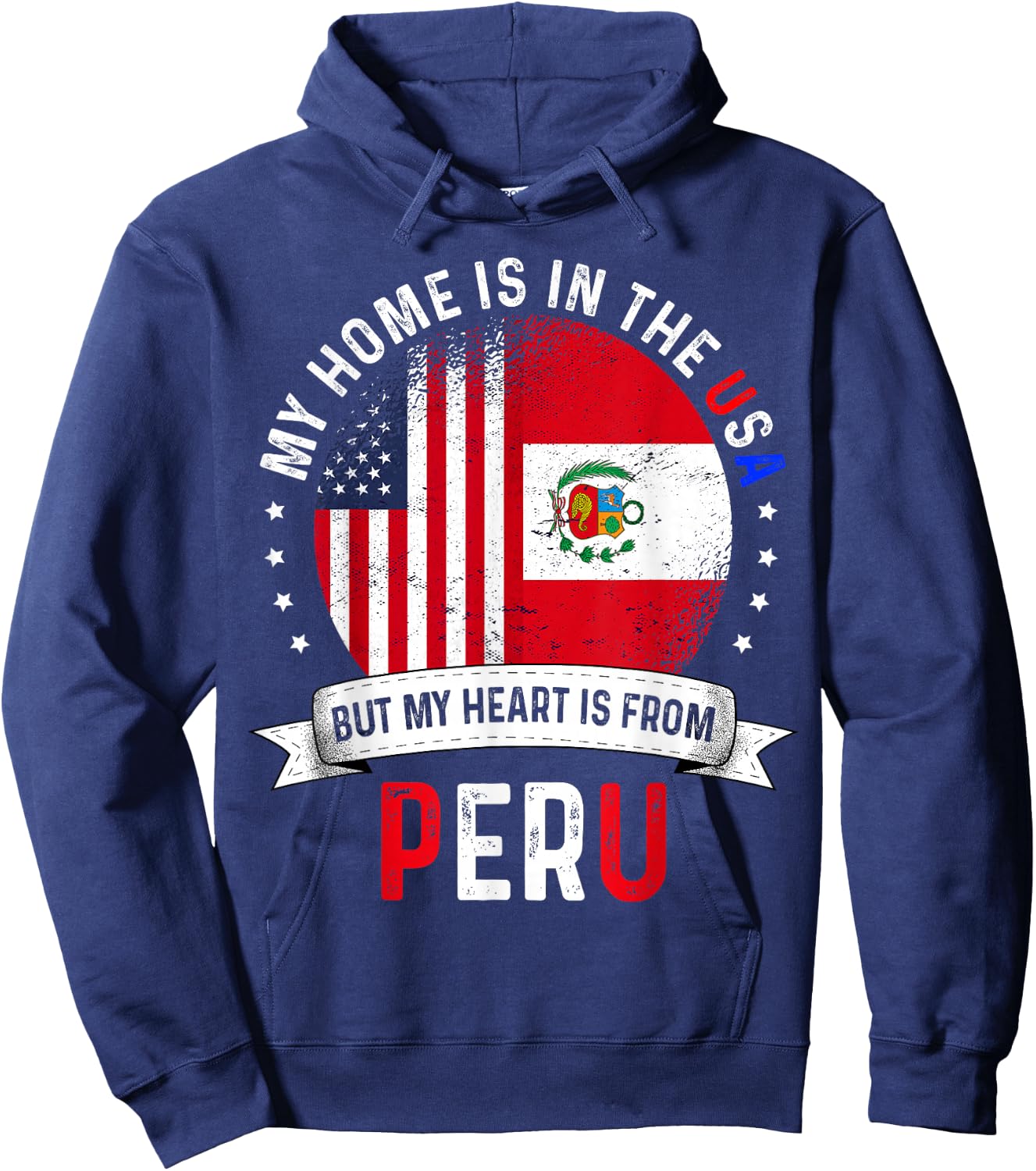 Peruvian American Patriot Heart is from Peru Flag Hoodie - Hoodie | Navy