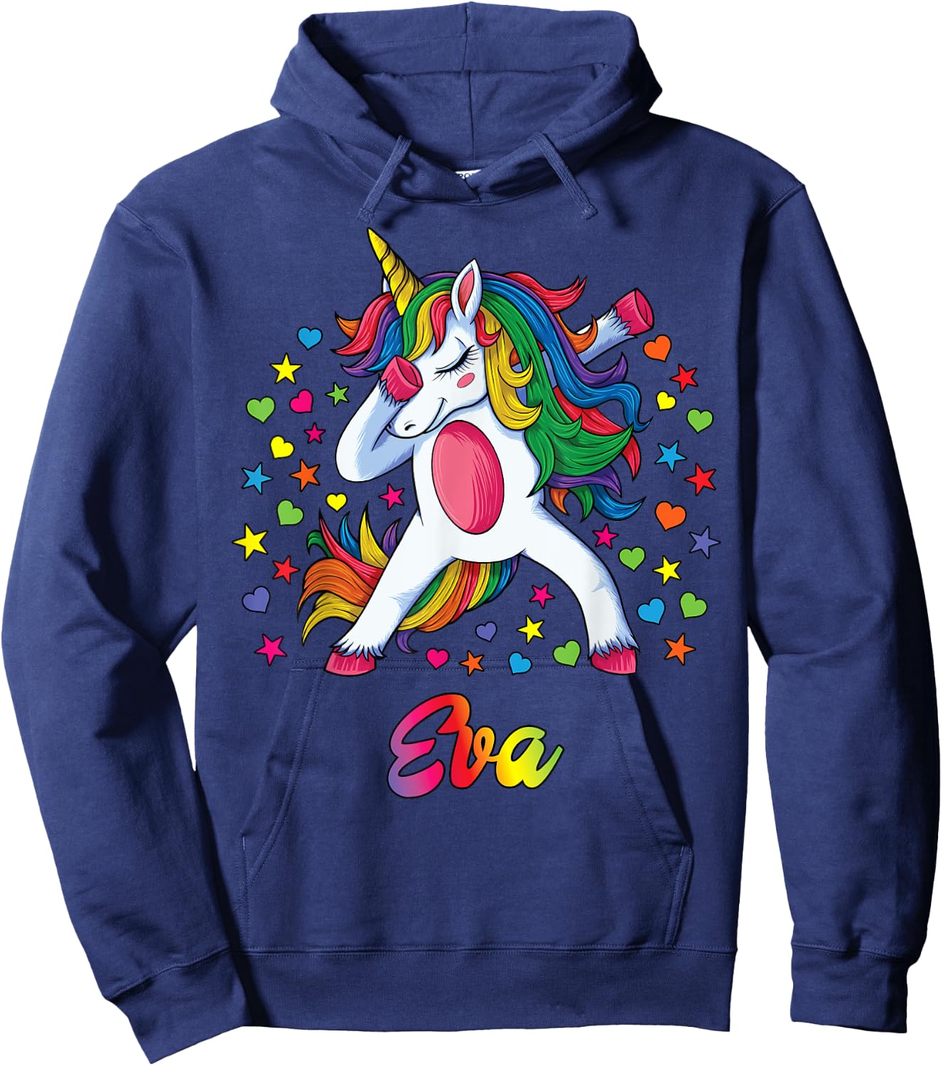 EVA Personalised Name Unicorn Girl Gift Hoodie - Hoodie | Navy