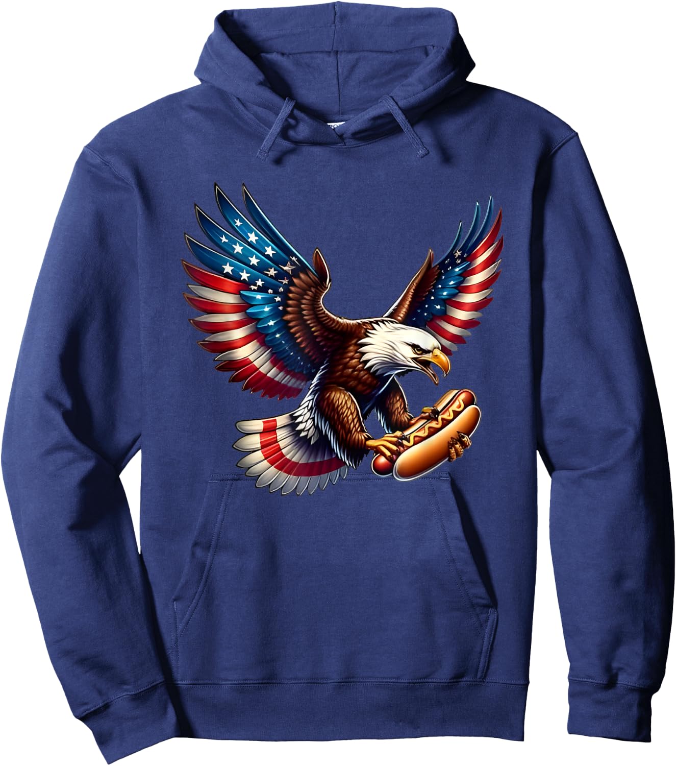Bald Eagle Hotdog American Flag Men Hoodie - Hoodie | Navy