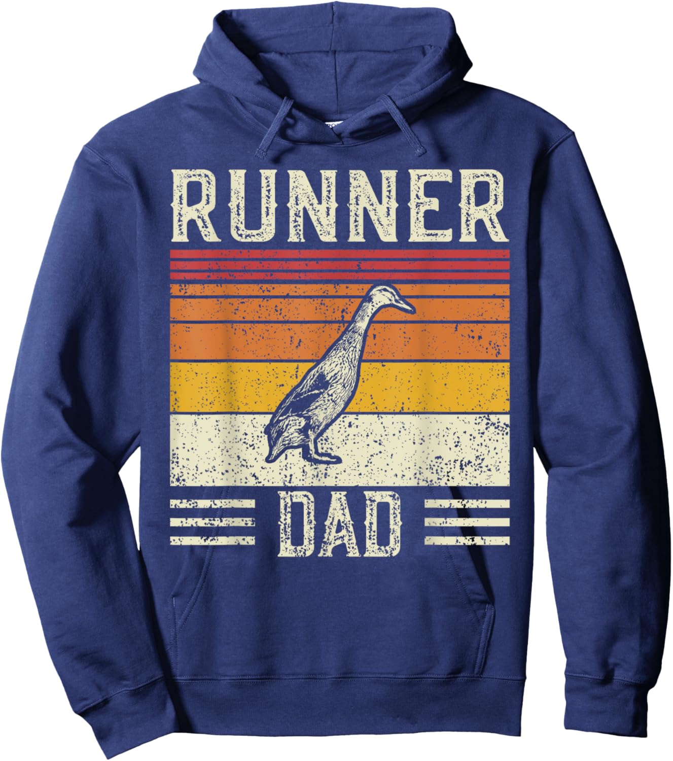 Best Duck Dad Men - Vintage Runner Duck Hoodie - Hoodie | Navy
