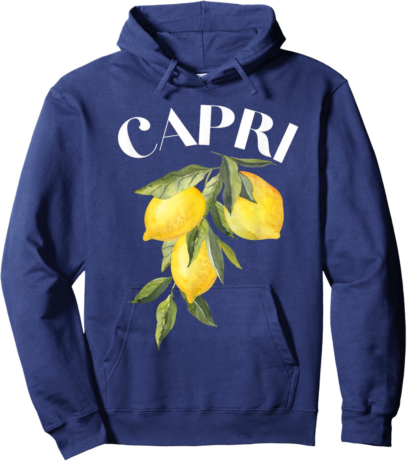Capri Lemon Art Italian Fruit Lover Italy Island Vintage Hoodie - Hoodie | Navy
