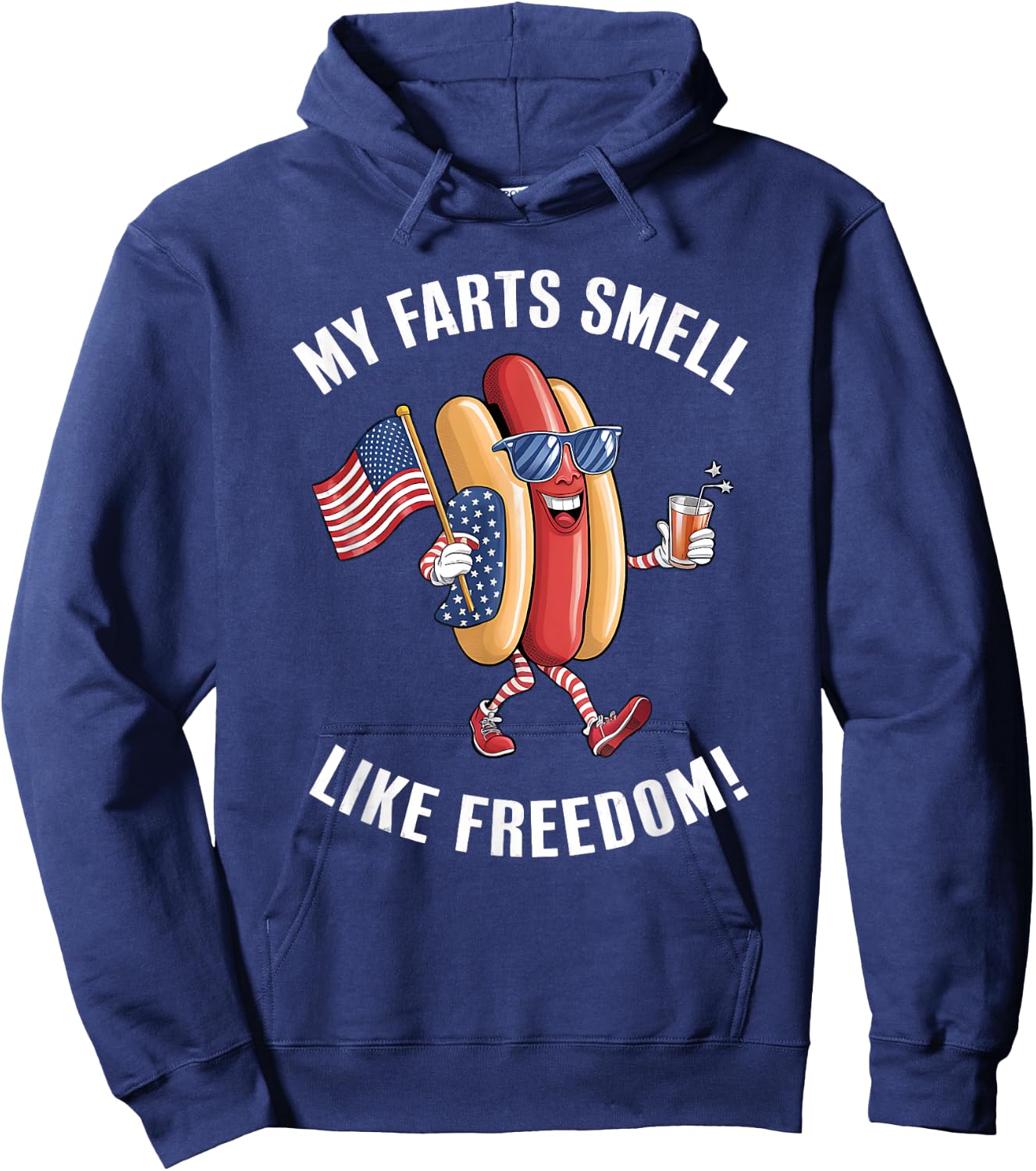 My Farts Smell Like Freedom Funny hotdog Patriotic Graphic Kids Men Hoodie - Hoodie | Navy