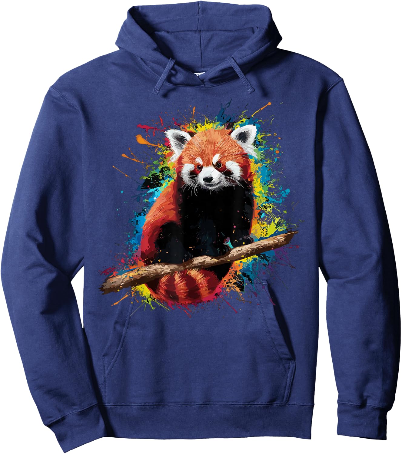 Colorful Paint Splash Red Panda Art Graphic Hoodie - Hoodie | Navy