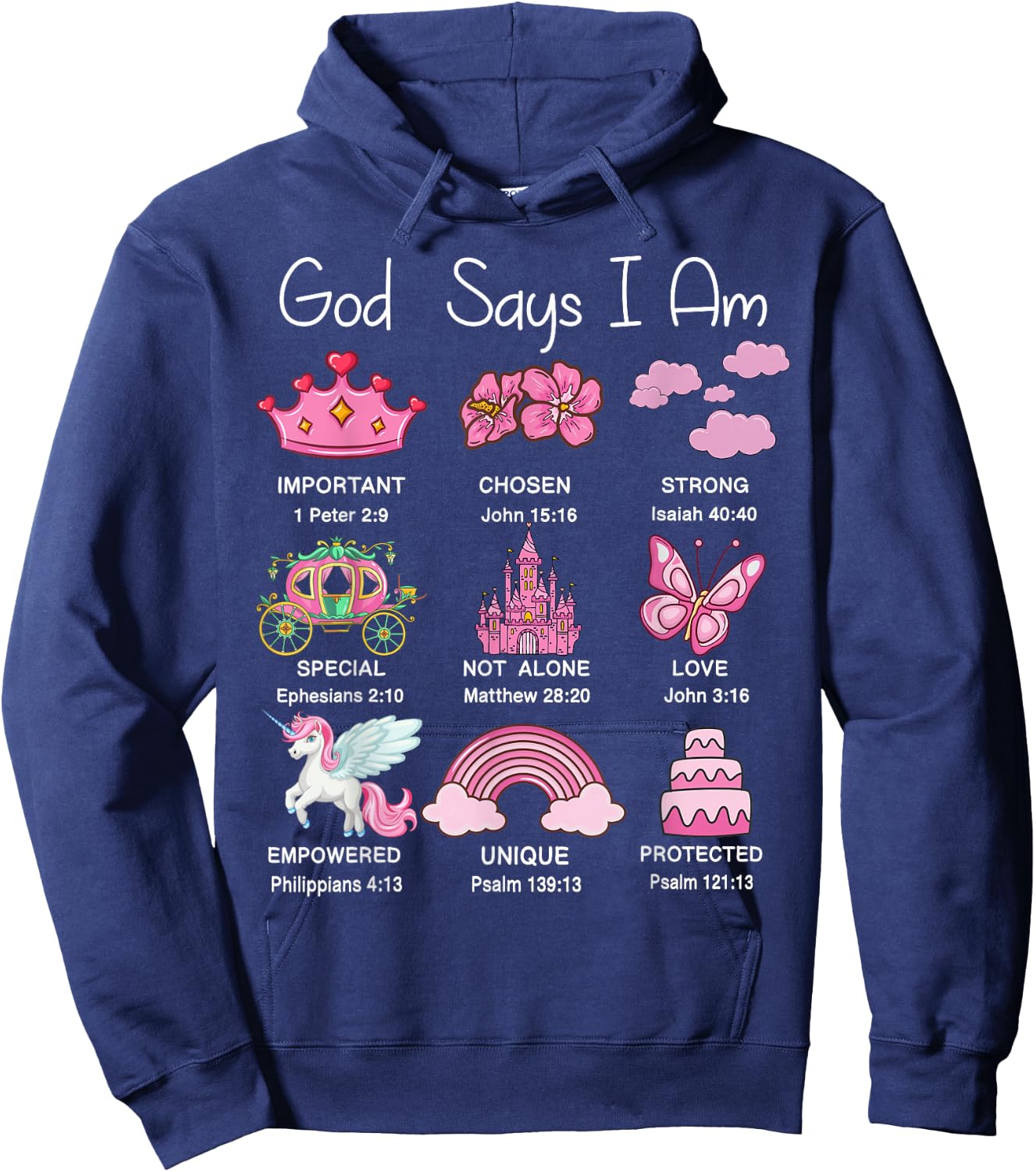 Christian Girl God Say I Am Princess Jesus Faith Bible Verse Hoodie - Hoodie | Navy