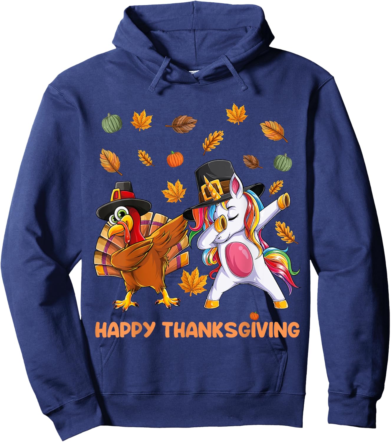 dabbing Turkey Unicorn Thanksgiving For Girls Pilgrim Hat Hoodie - Hoodie | Navy