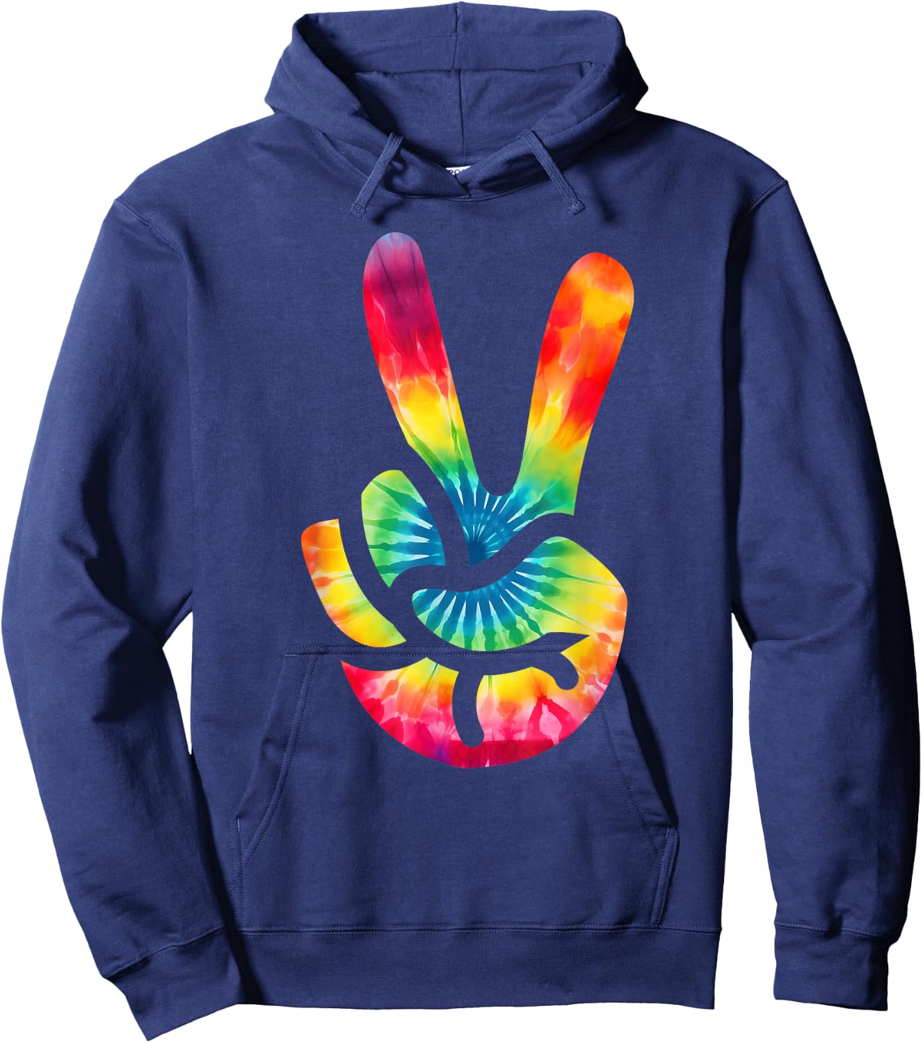 Peace Sign V Fingers Sign Tie Dye Peace Hoodie - Hoodie | Navy