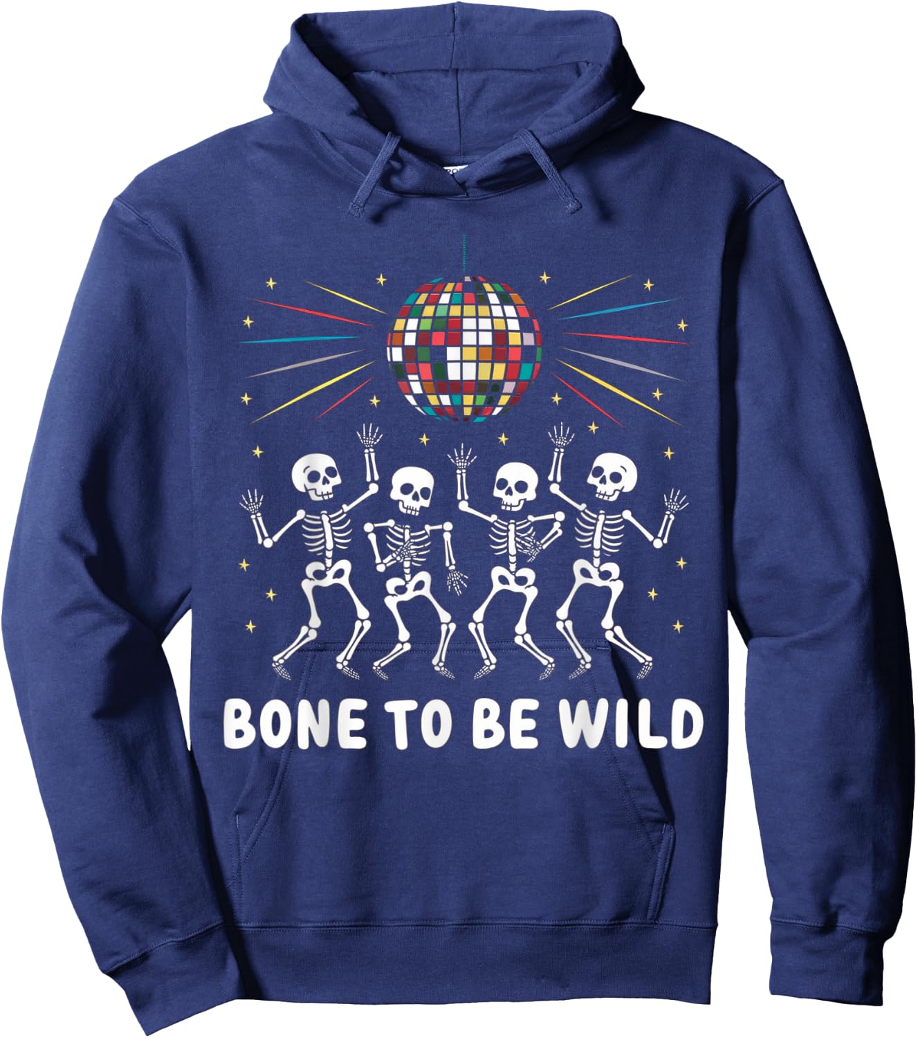 Bone To Be Wild Shirt Vintage 80's Disco Skeleton Halloween Hoodie - Hoodie | Navy