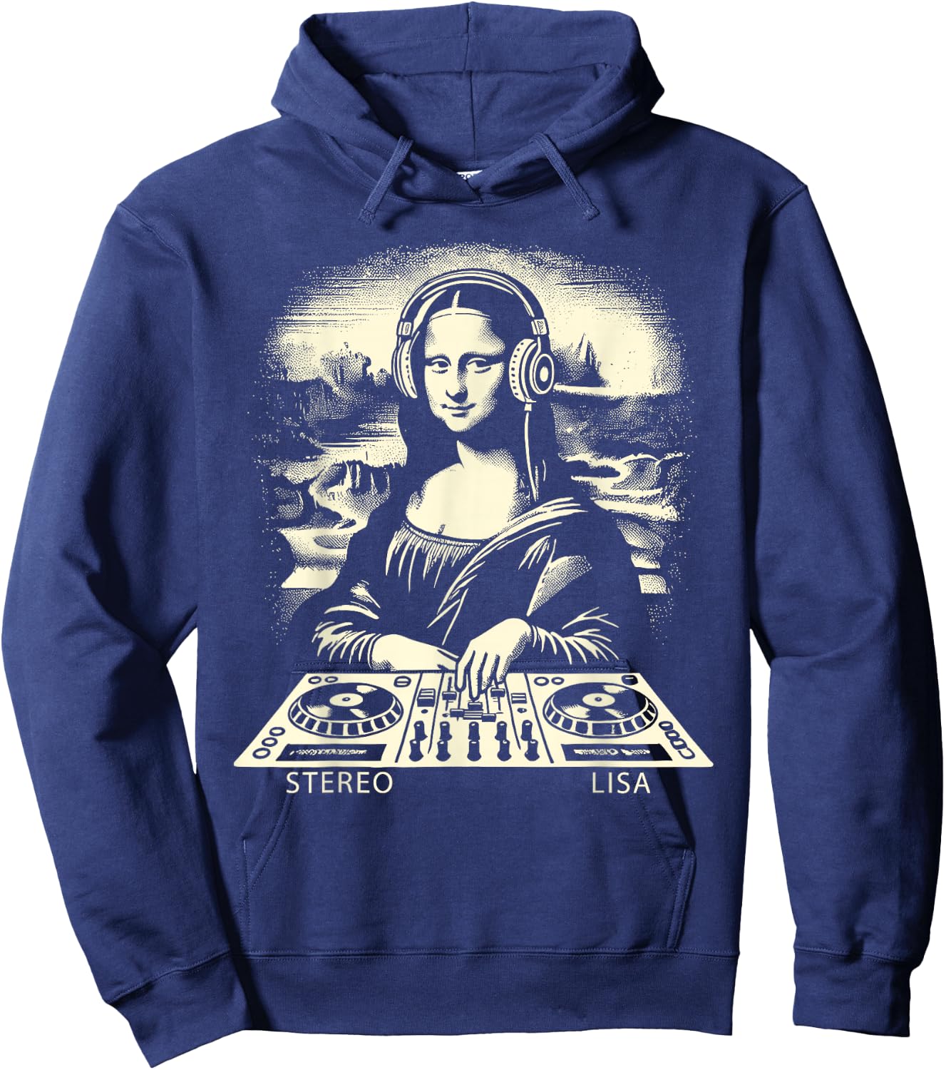 Mona Lisa DJ Stereo Lisa Pun Men Women Kids Funny Dj Party Hoodie - Hoodie | Navy