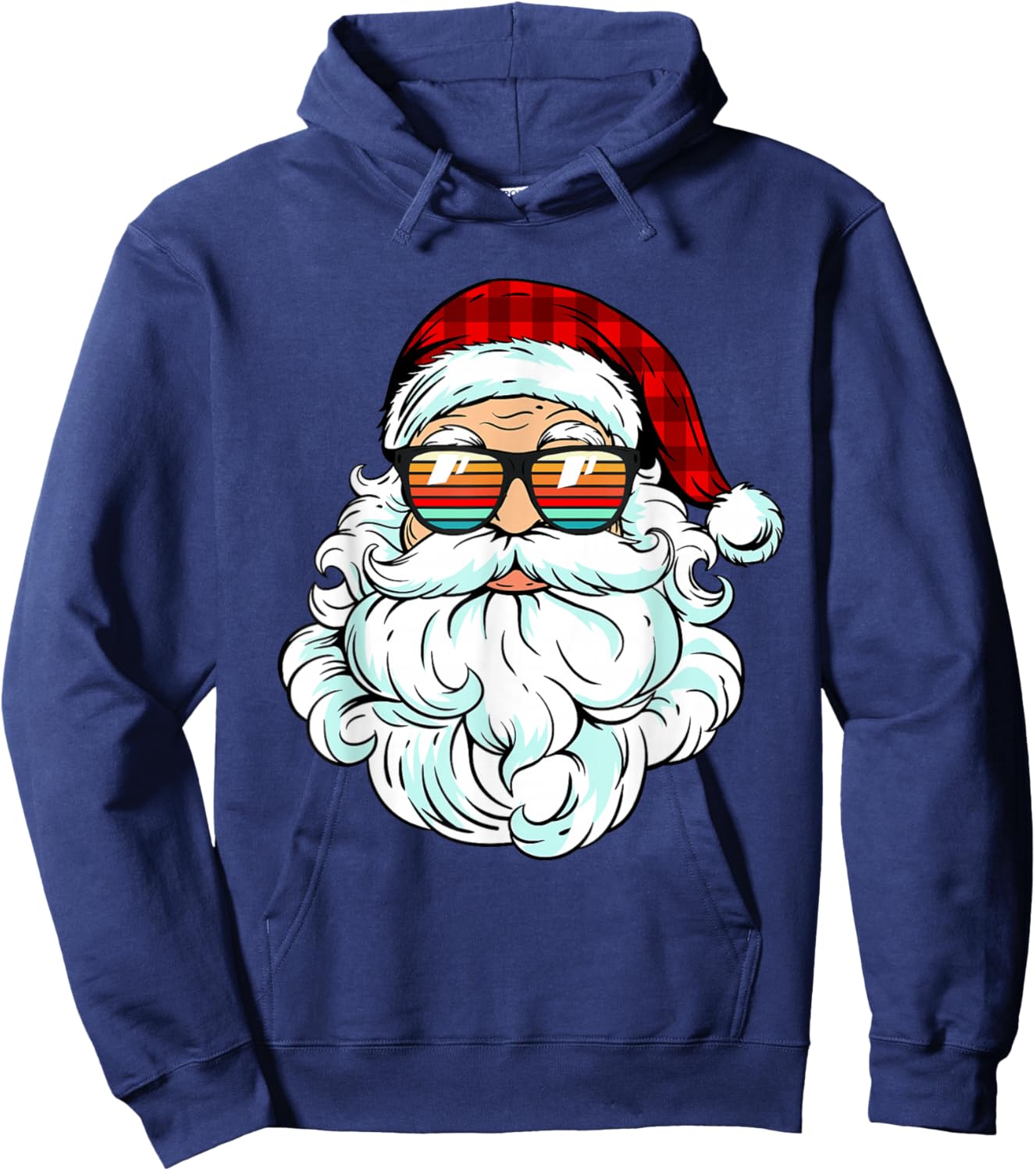 Santa Face Retro Sunglasses Christmas Kids Men Women Hoodie - Hoodie | Navy