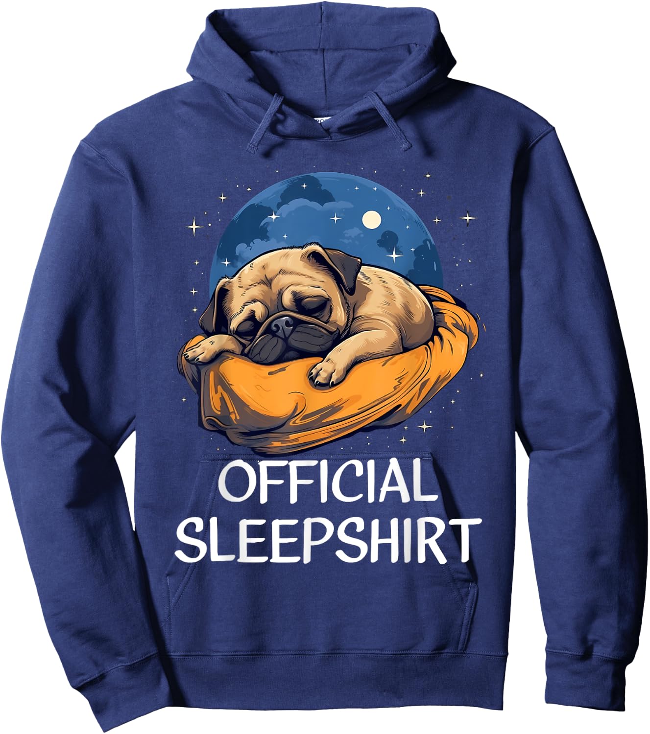 Official Sleep Shirt Pug Nightshirt Pajama Sleepshirt Hoodie - Hoodie | Navy