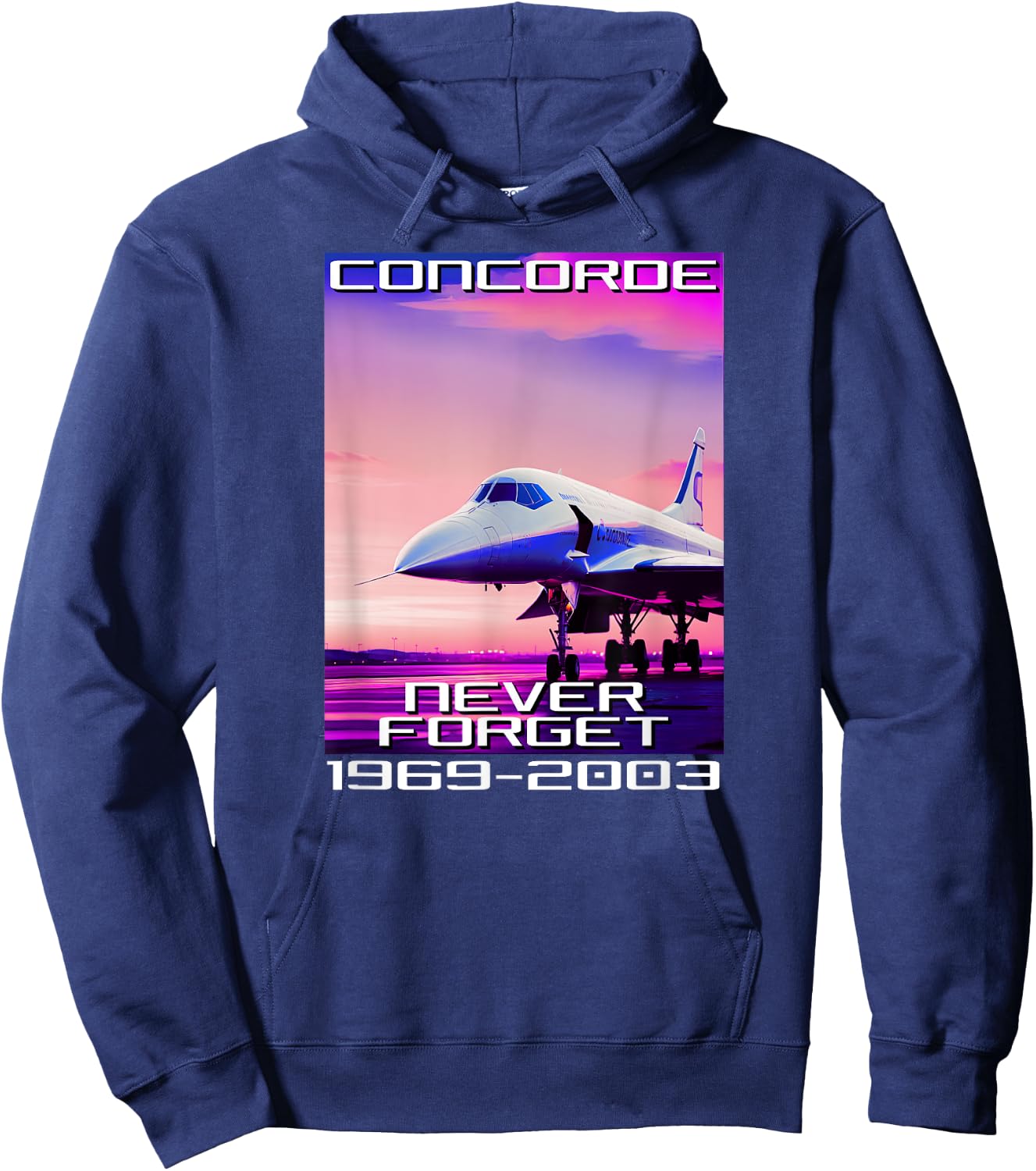 Concorde Never Forget Synthwave Retro Hoodie - Hoodie | Navy