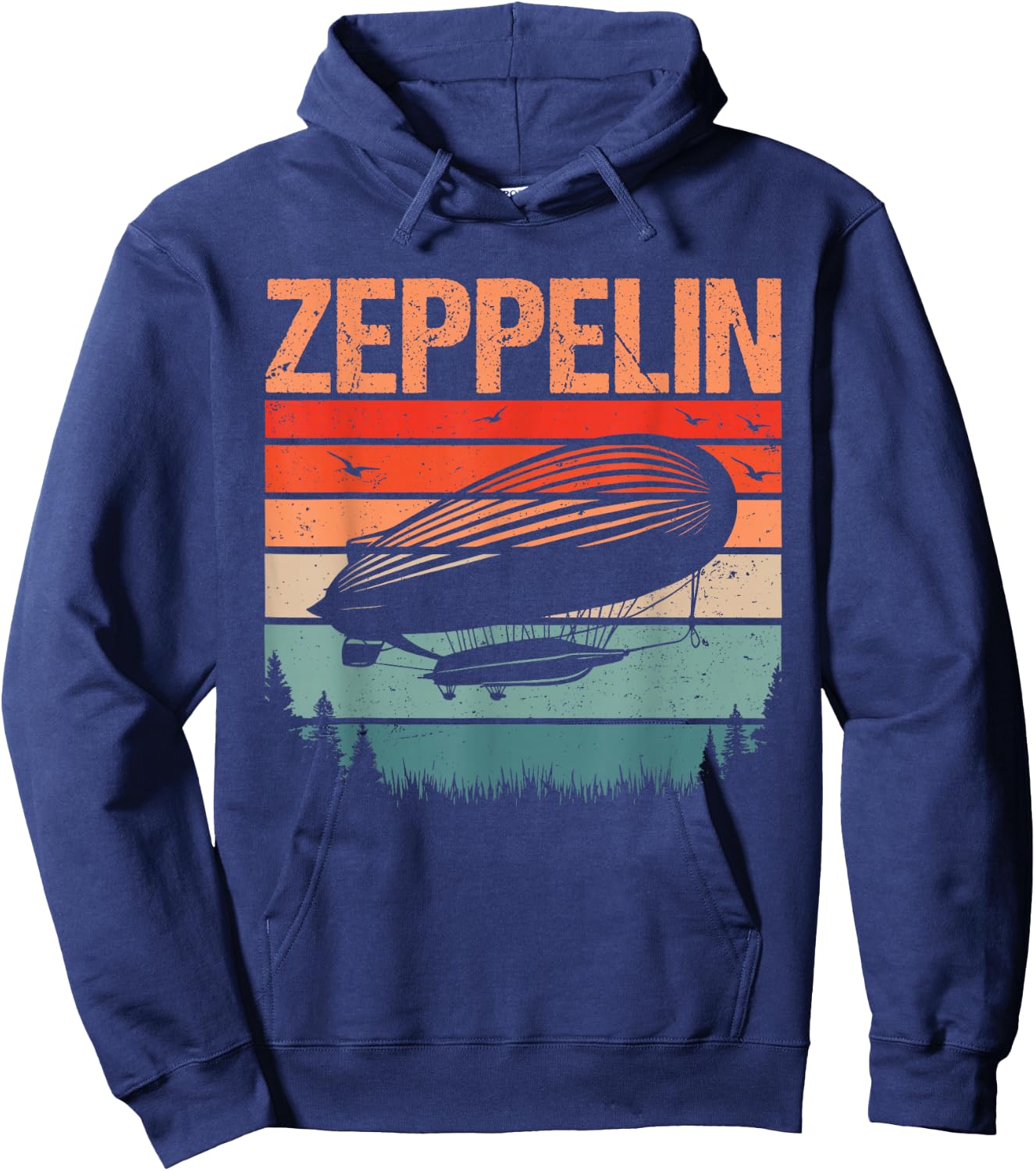 Retro Vintage Zeppelin Airship Aviation Blimp Men Women Kids Hoodie - Hoodie | Navy