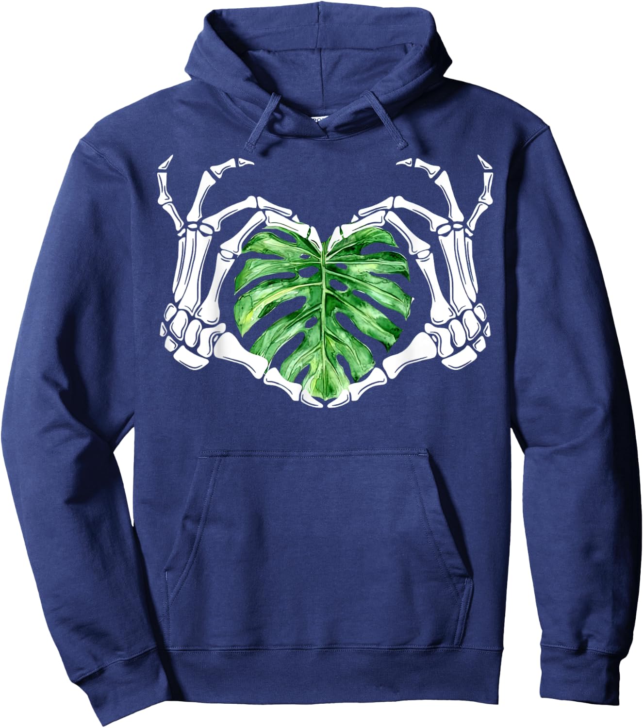 Skeleton Hands Heart Monstera Houseplant Botanical Gardening Hoodie - Hoodie | Navy