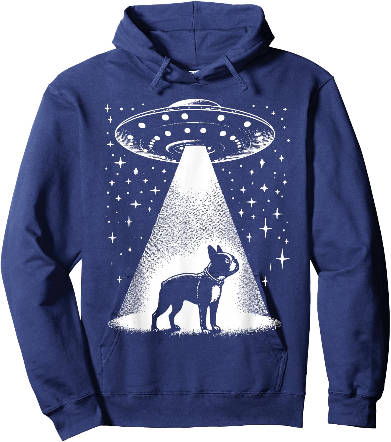 Boston Terrier Mom Dad Dog - Funny Alien UFO Women Hoodie - Hoodie | Navy