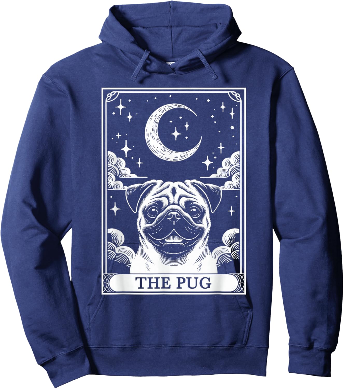 Tarot Card Vintage Crescent Moon Pug Mom Dog Lovers Women Kids Hoodie - Hoodie | Navy