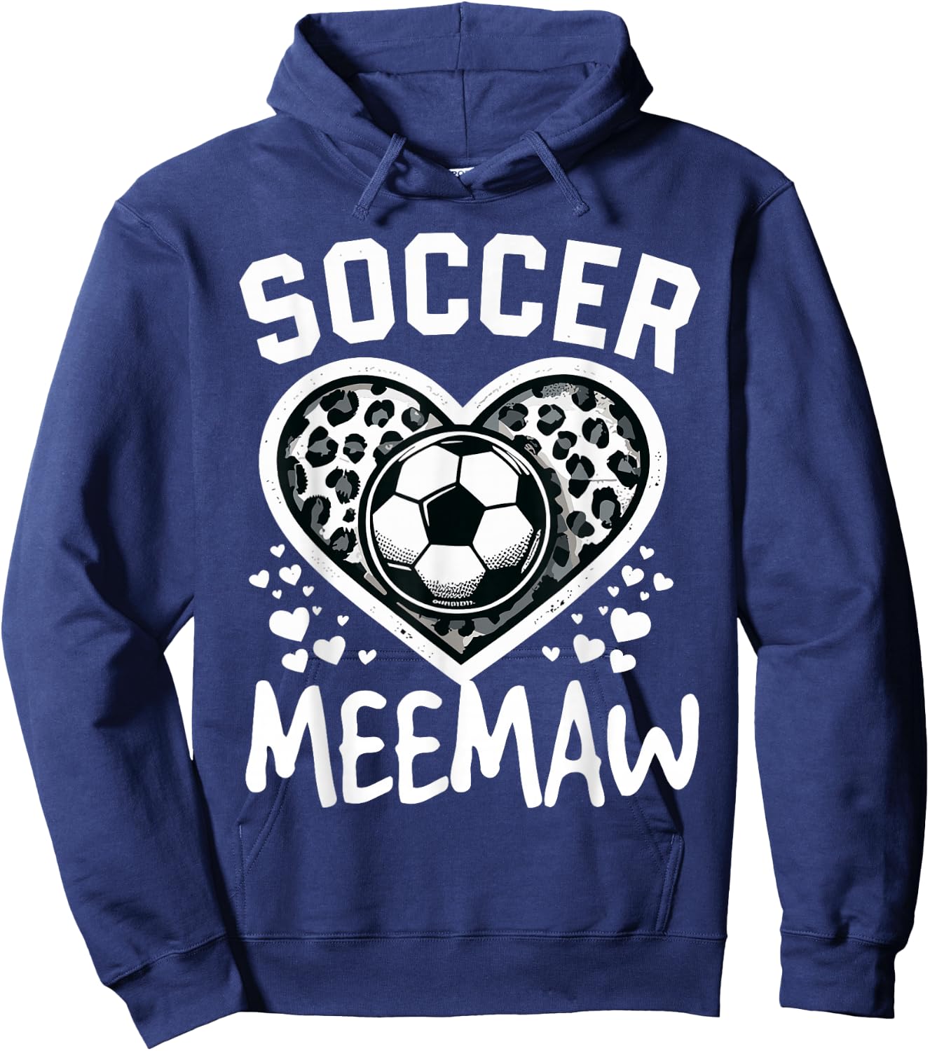 Soccer Meemaw Leopard Heart Meemaw Soccer Player Hoodie - Hoodie | Navy