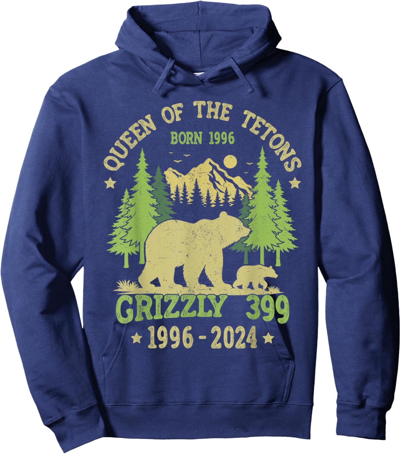 Queen Of The Tetons Grizzly 399 National Park 1996-2024 Hoodie - Hoodie | Navy