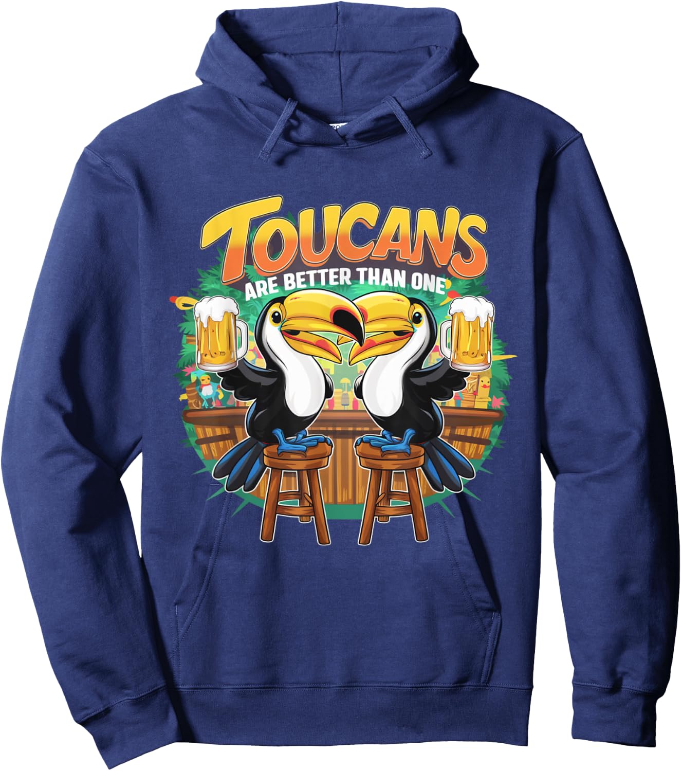 Toucans Are Better Than One Tropical Bird Beer Drinking Hoodie - Hoodie | Navy