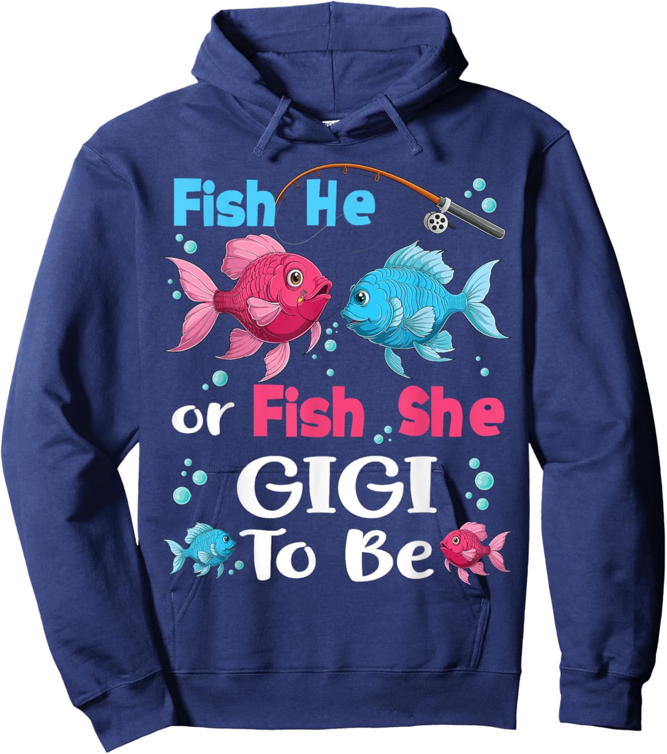 fish he or fish she gender reveal family matching Gigi Hoodie - Hoodie | Navy