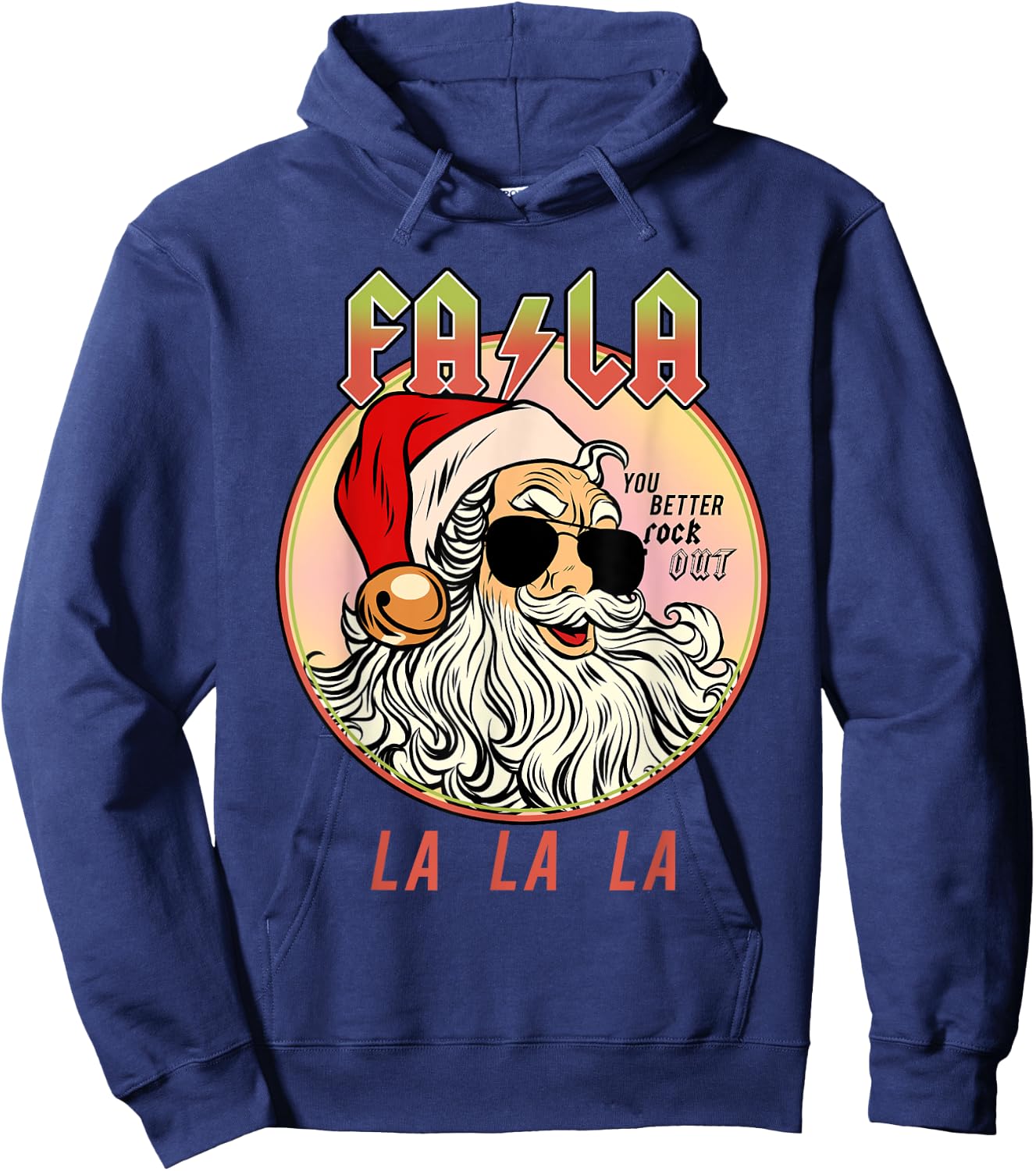 Rockstar Santa Clause Holiday Jingle Bell Rock and Roll Hoodie - Hoodie | Navy