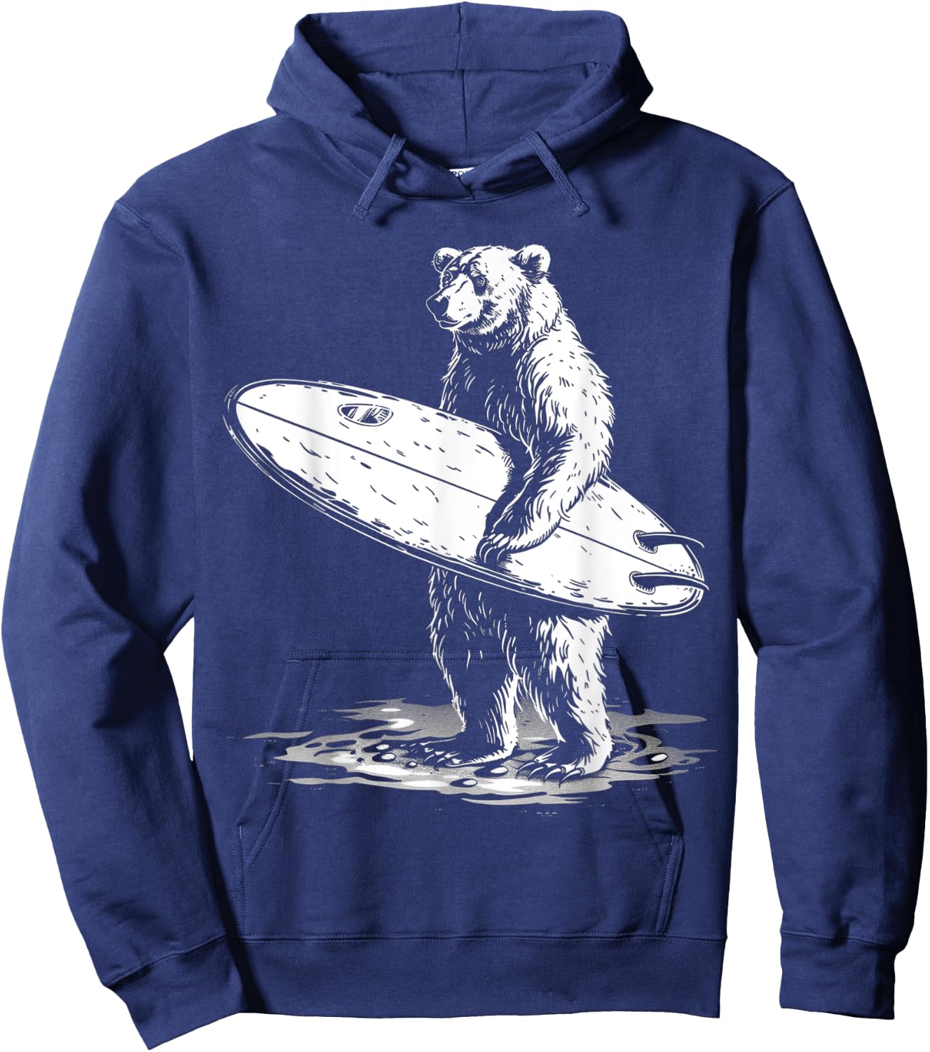Surfing Bear Cool Beach Adventure Design Men Women Kids Hoodie - Hoodie | Navy