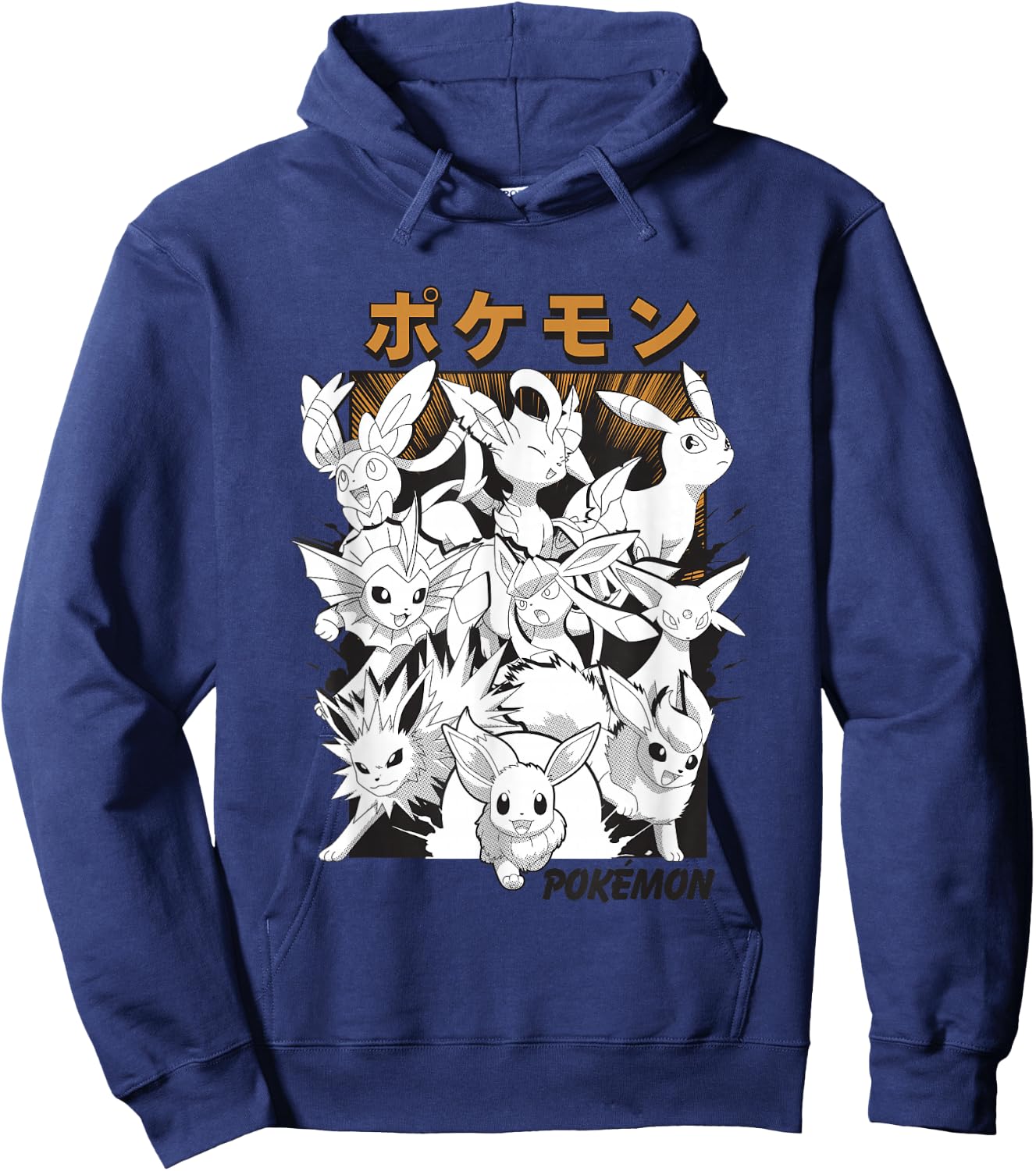 Pokémon Eevee & Eeveelutions Epic Mashup Vintage Poster Hoodie - Hoodie | Navy